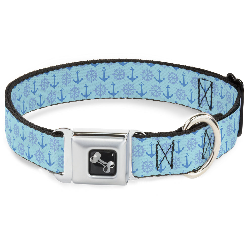 Dog Bone Seatbelt Buckle Collar - Anchor2/Helm Monogram Blues Seatbelt Buckle Collars Buckle-Down