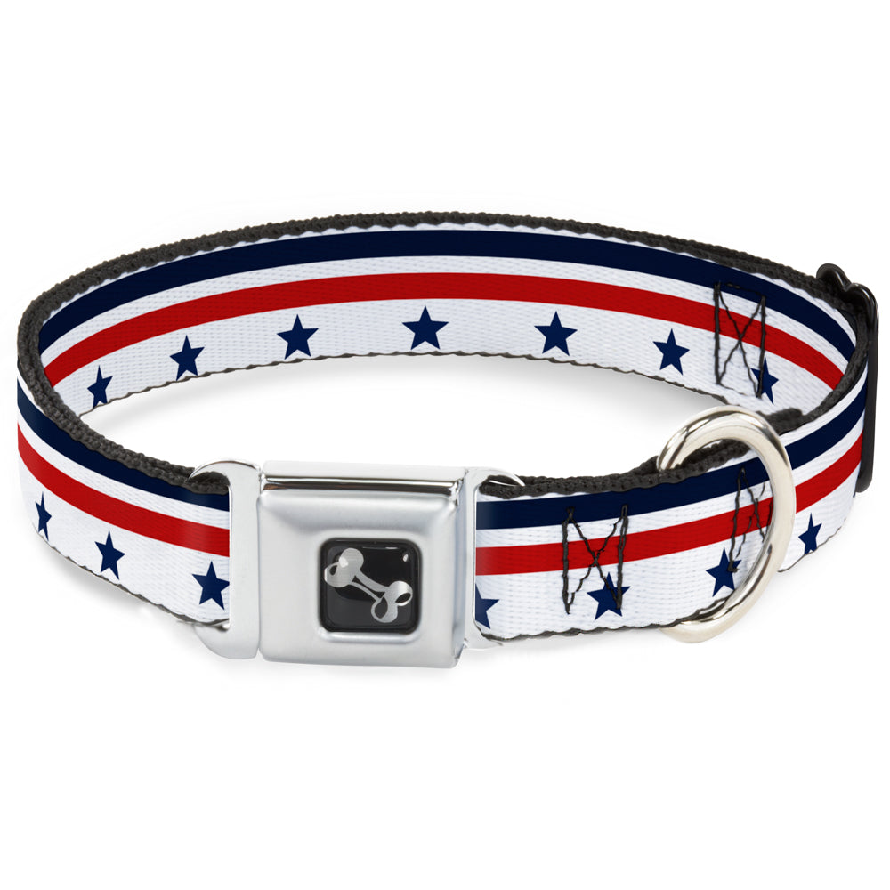 Dog Bone Seatbelt Buckle Collar - Americana Stars & Stripes5 White/Blue/Red Seatbelt Buckle Collars Buckle-Down