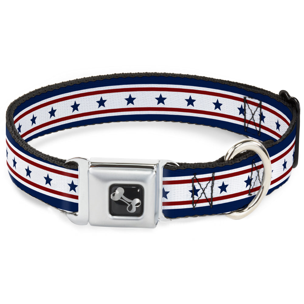 Dog Bone Seatbelt Buckle Collar - Americana Stars & Stripes 6 Blue/White/Red Seatbelt Buckle Collars Buckle-Down