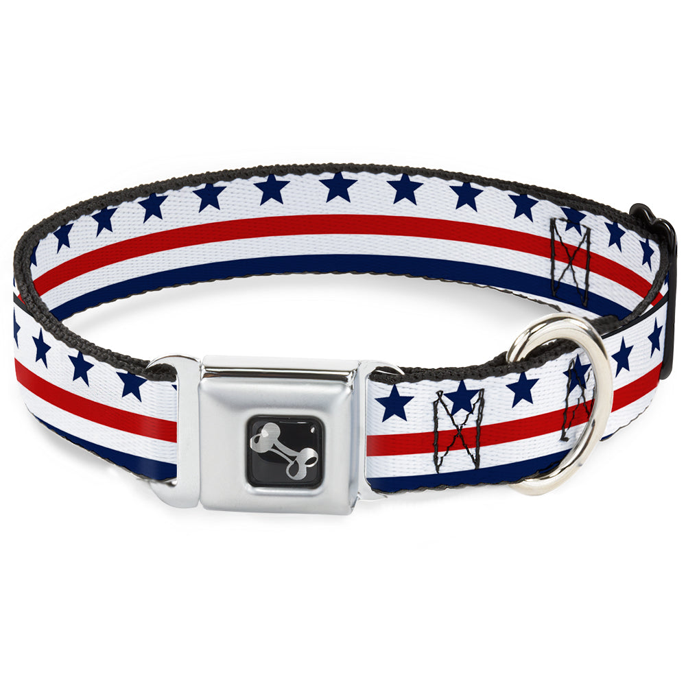 Dog Bone Seatbelt Buckle Collar - Americana Stars & Stripes7 White/Blue/Red Seatbelt Buckle Collars Buckle-Down