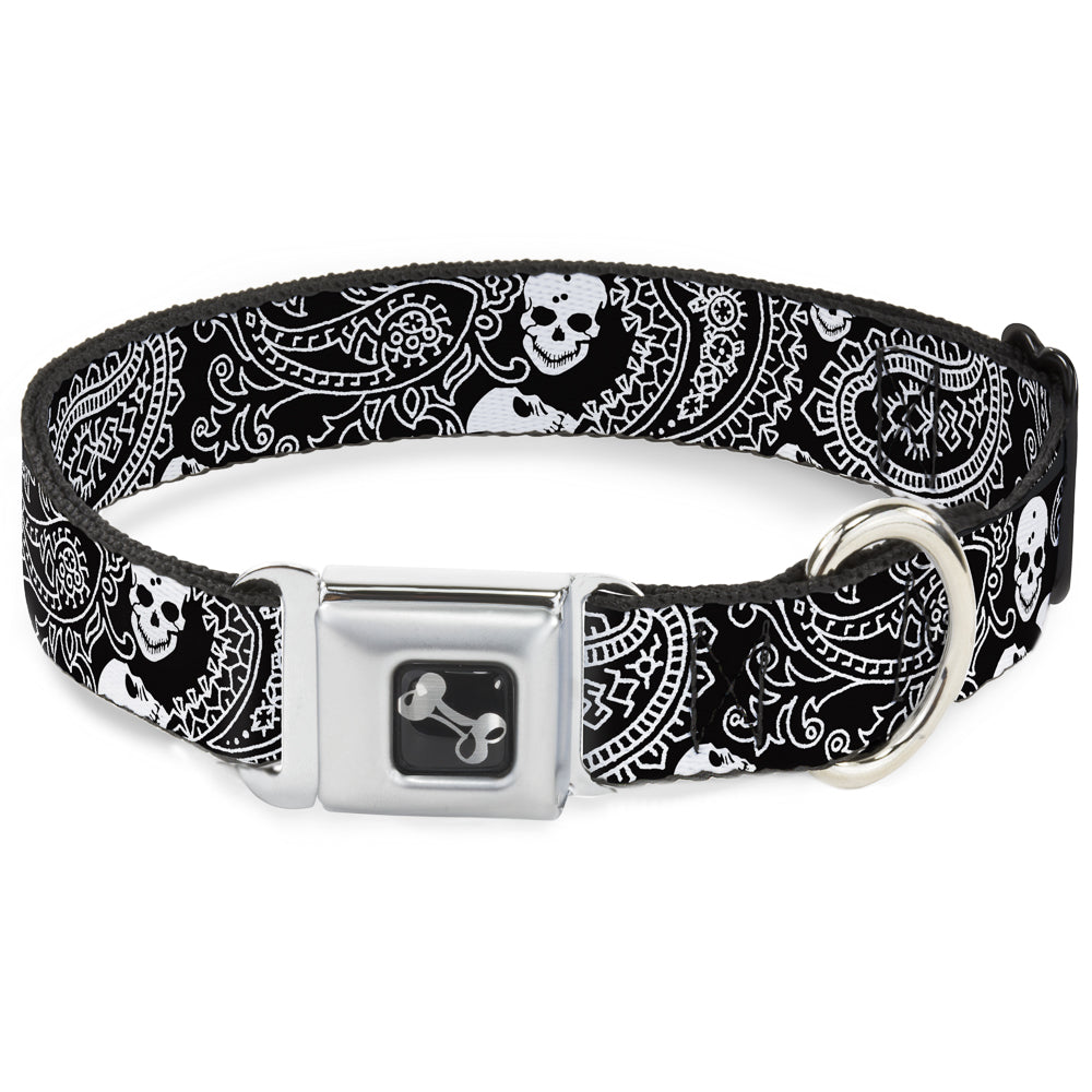 Dog Bone Seatbelt Buckle Collar - Bandana/Skulls Black/White Seatbelt Buckle Collars Buckle-Down