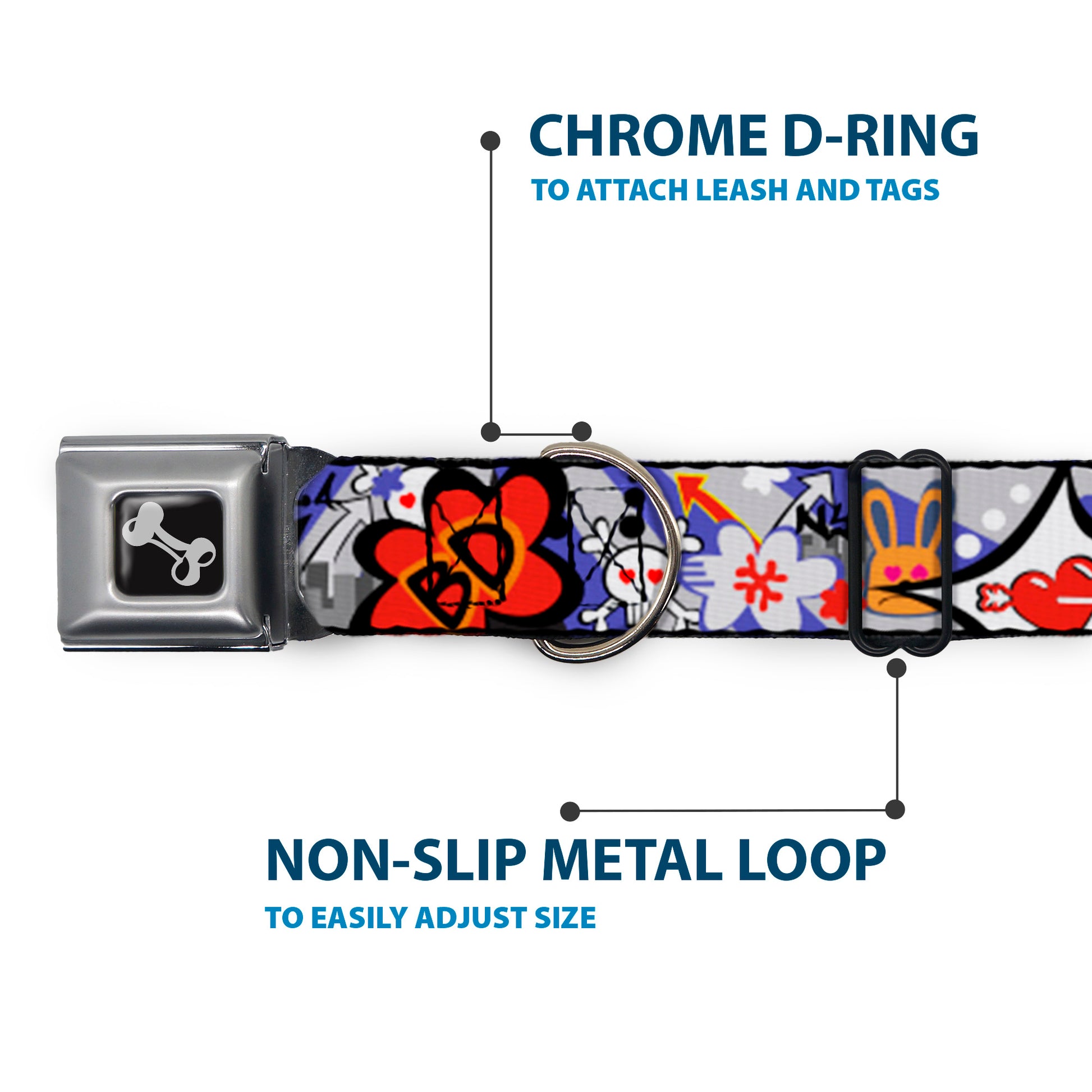 Dog Bone Seatbelt Buckle Collar - BD Cartoon Seatbelt Buckle Collars Buckle-Down