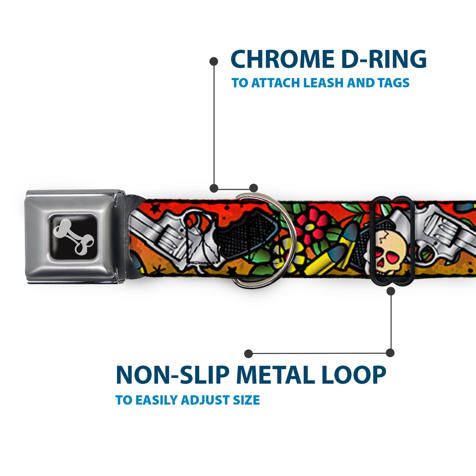 Dog Bone Seatbelt Buckle Collar - Born to Raise Hell Red Seatbelt Buckle Collars Buckle-Down