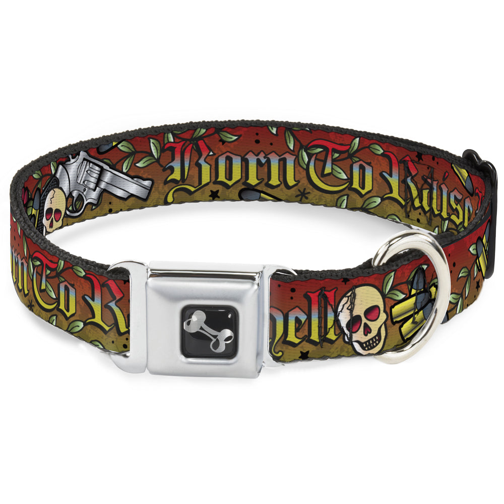 Dog Bone Seatbelt Buckle Collar - Born to Raise Hell Red Seatbelt Buckle Collars Buckle-Down