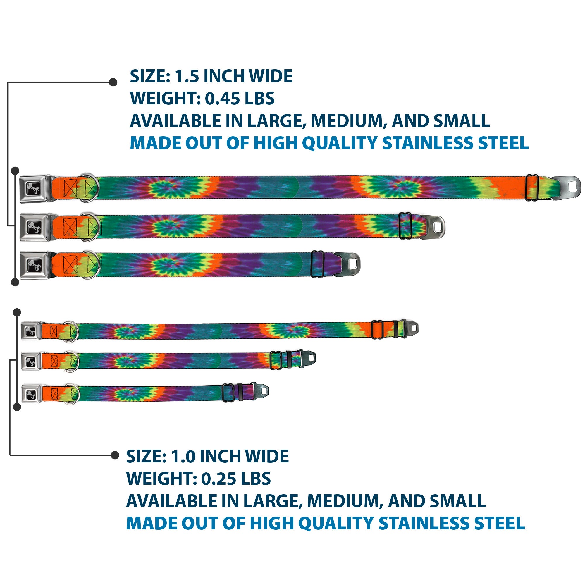 Dog Bone Seatbelt Buckle Collar - BD Tie Dye Seatbelt Buckle Collars Buckle-Down