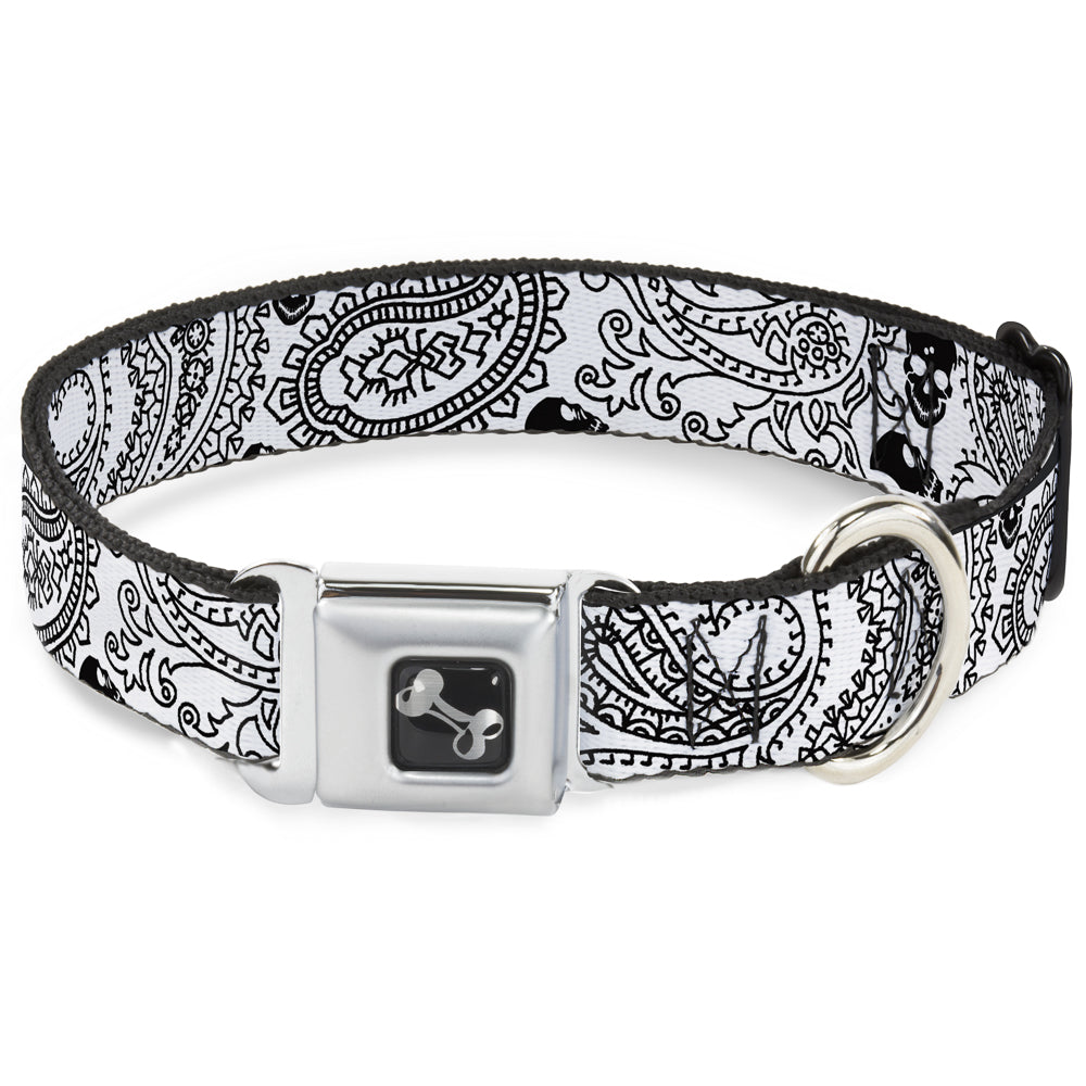 Dog Bone Seatbelt Buckle Collar - Bandana/Skulls White/Black Seatbelt Buckle Collars Buckle-Down