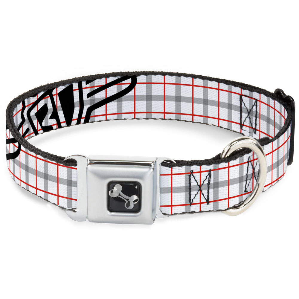 Dog Bone Seatbelt Buckle Collar - BD Plaid White/Gray/Red Seatbelt Buckle Collars Buckle-Down
