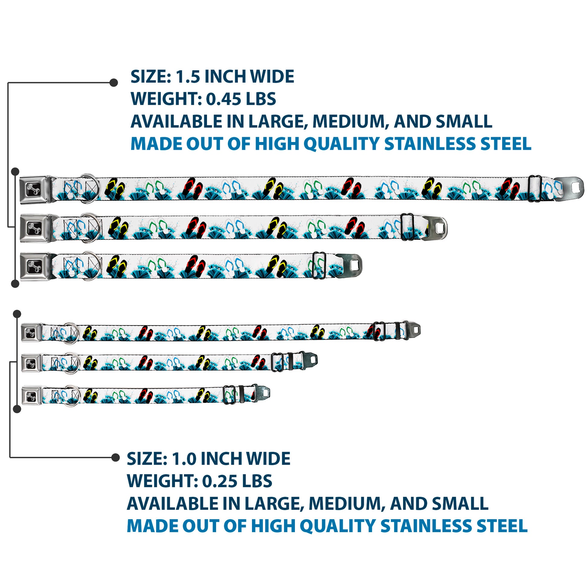 Dog Bone Seatbelt Buckle Collar - Beach Flip Flops Seatbelt Buckle Collars Buckle-Down