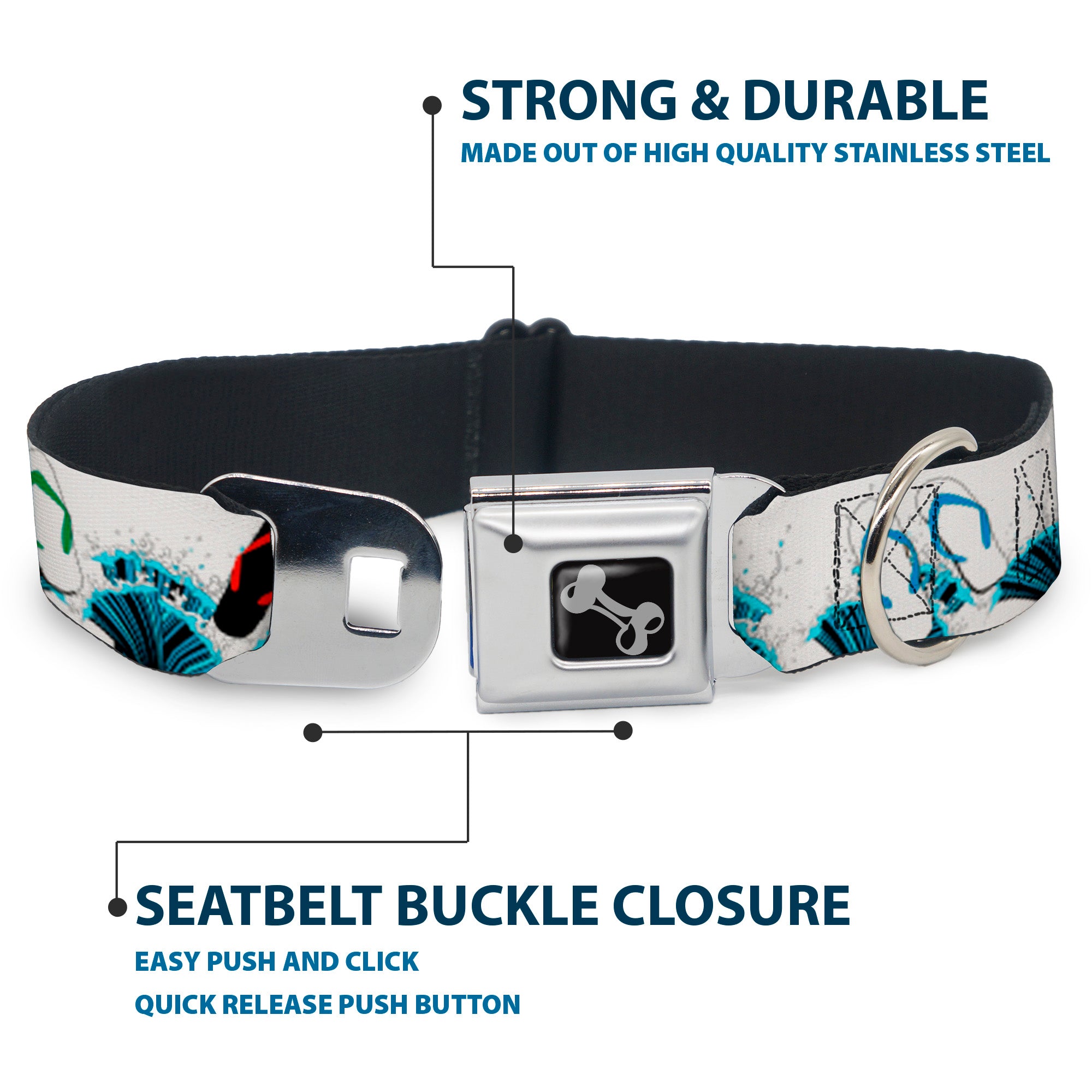 Dog Bone Seatbelt Buckle Collar - Beach Flip Flops Seatbelt Buckle Collars Buckle-Down