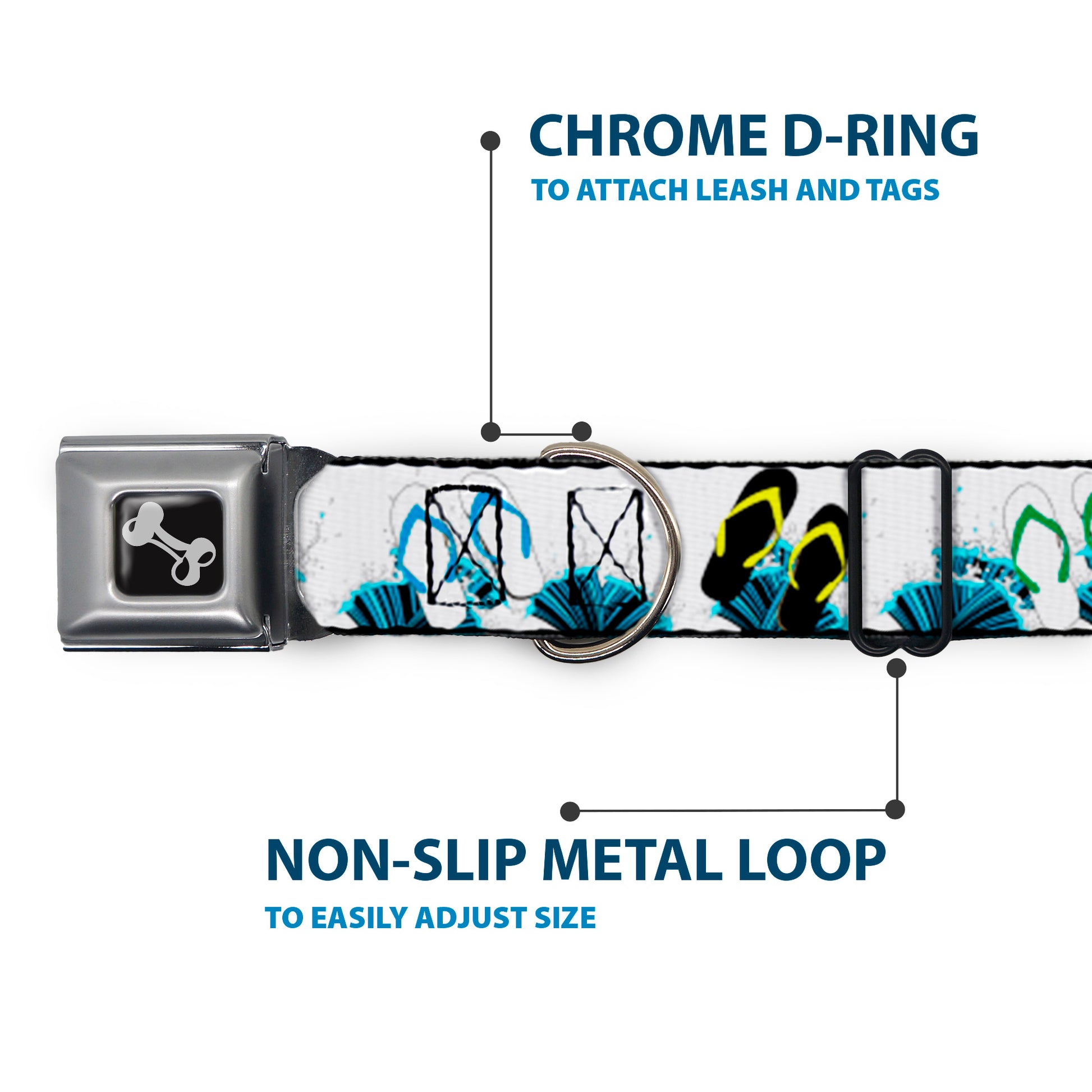 Dog Bone Seatbelt Buckle Collar - Beach Flip Flops Seatbelt Buckle Collars Buckle-Down