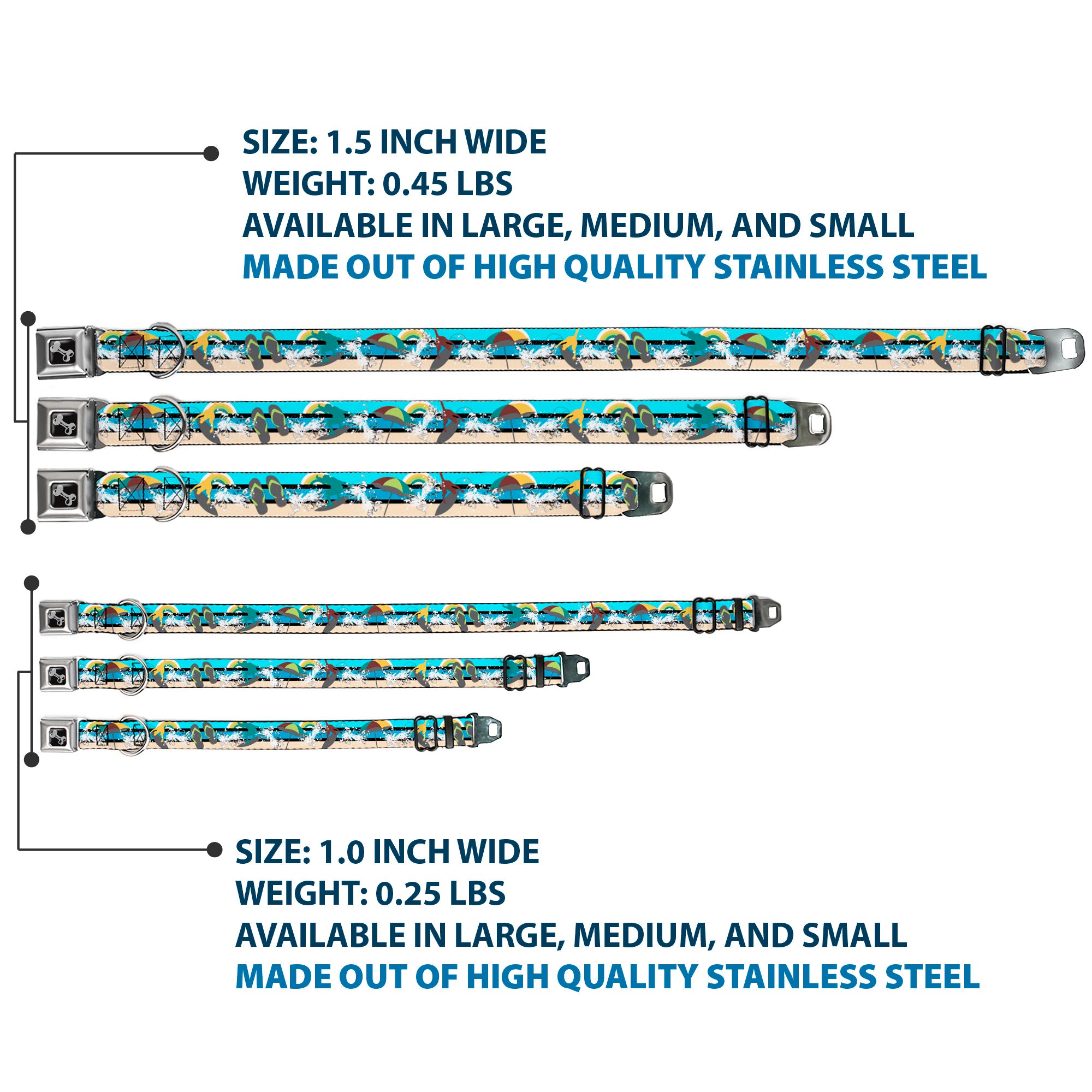 Dog Bone Seatbelt Buckle Collar - Beach Scene 1 Seatbelt Buckle Collars Buckle-Down