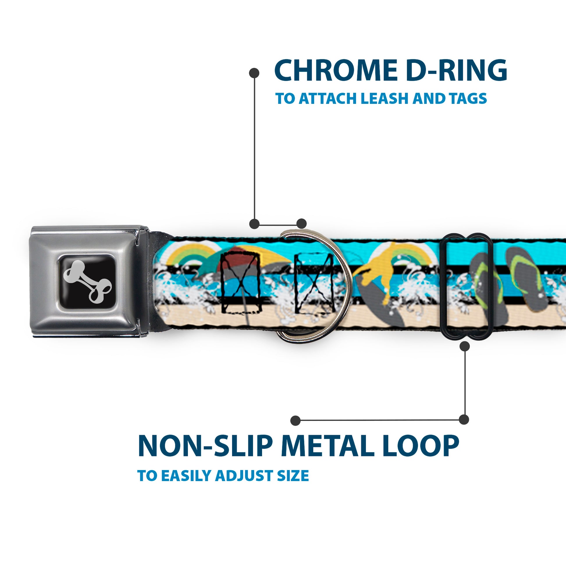 Dog Bone Seatbelt Buckle Collar - Beach Scene 1 Seatbelt Buckle Collars Buckle-Down