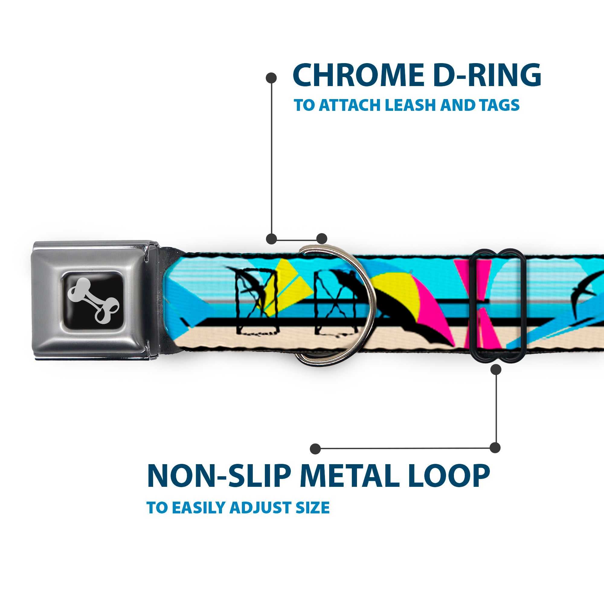 Dog Bone Seatbelt Buckle Collar - Beach Scene 2 Seatbelt Buckle Collars Buckle-Down