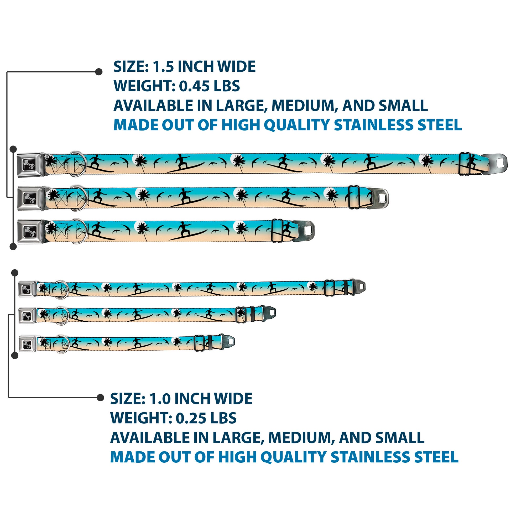 Dog Bone Seatbelt Buckle Collar - Beach Surfer Seatbelt Buckle Collars Buckle-Down