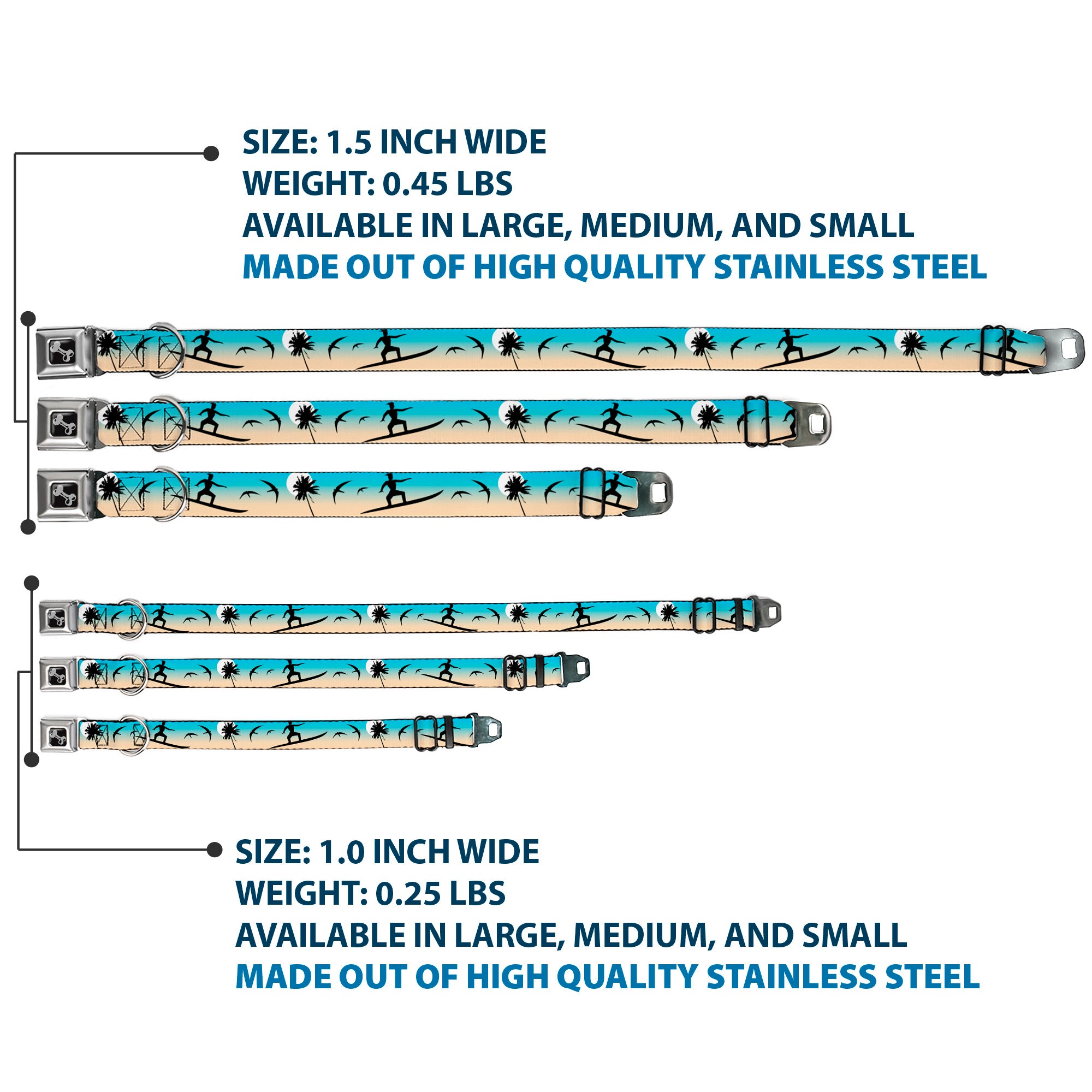 Dog Bone Seatbelt Buckle Collar - Beach Surfer Seatbelt Buckle Collars Buckle-Down