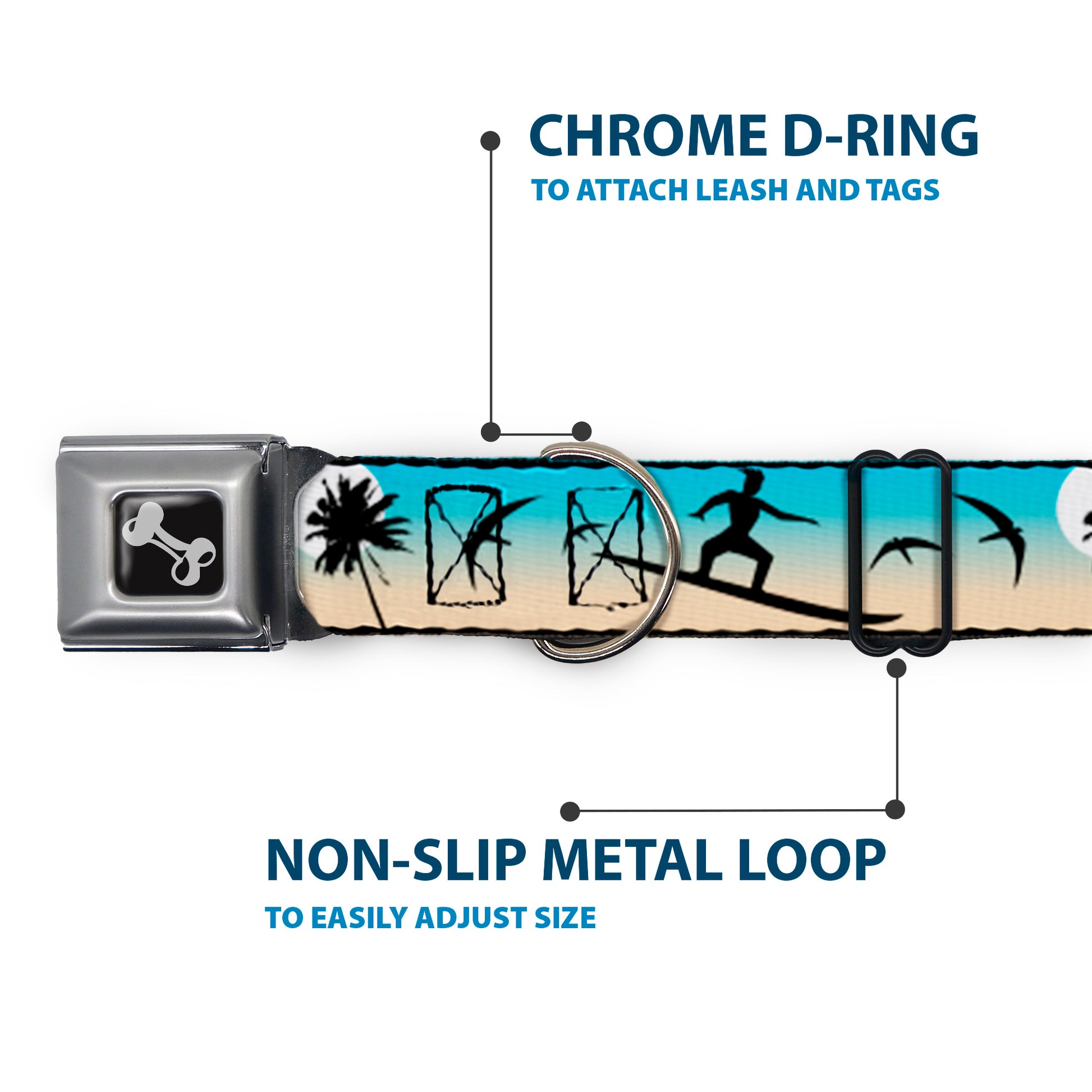 Dog Bone Seatbelt Buckle Collar - Beach Surfer Seatbelt Buckle Collars Buckle-Down