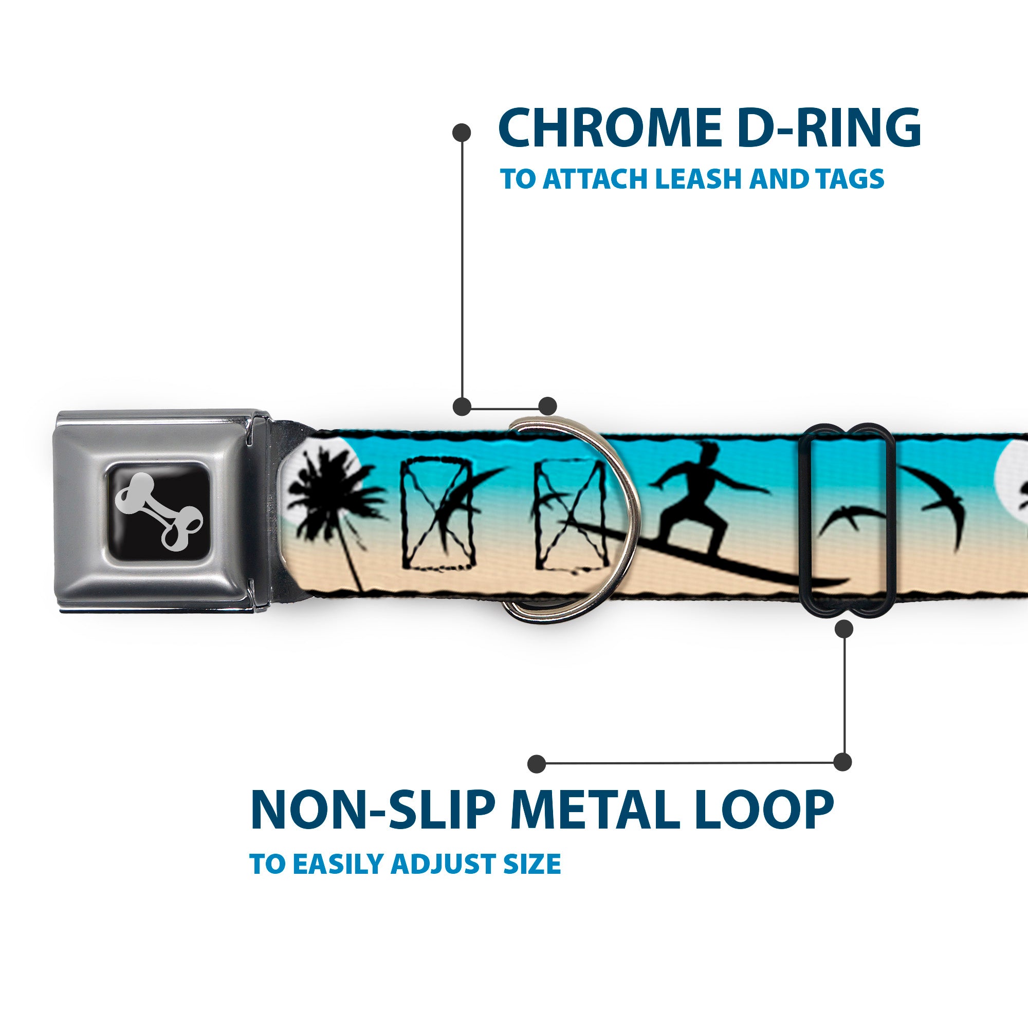 Dog Bone Seatbelt Buckle Collar - Beach Surfer Seatbelt Buckle Collars Buckle-Down