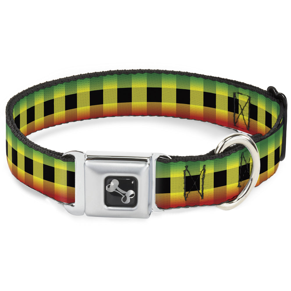 Dog Bone Seatbelt Buckle Collar - Buffalo Plaid Rasta Seatbelt Buckle Collars Buckle-Down