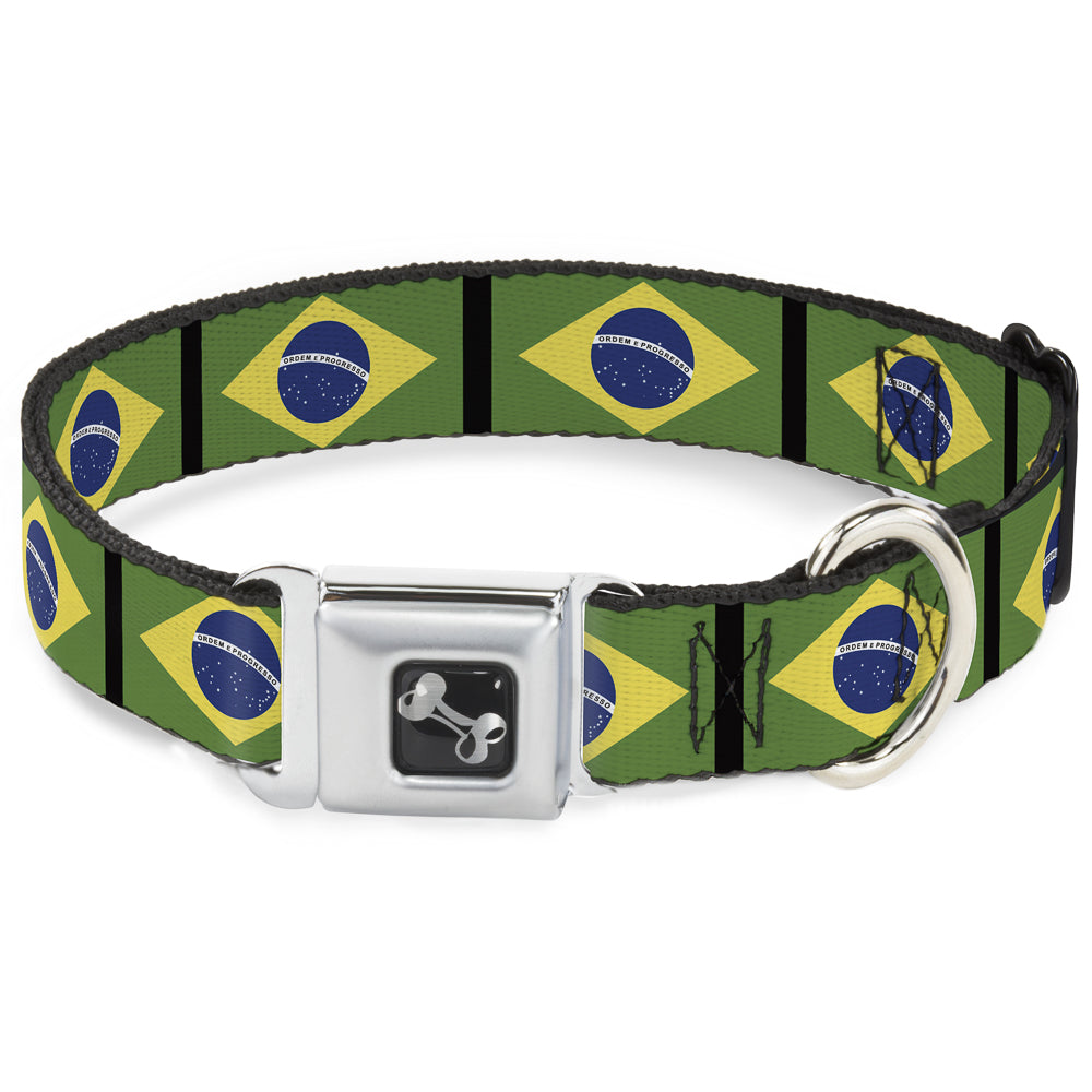 Dog Bone Seatbelt Buckle Collar - Brazil Flags Seatbelt Buckle Collars Buckle-Down