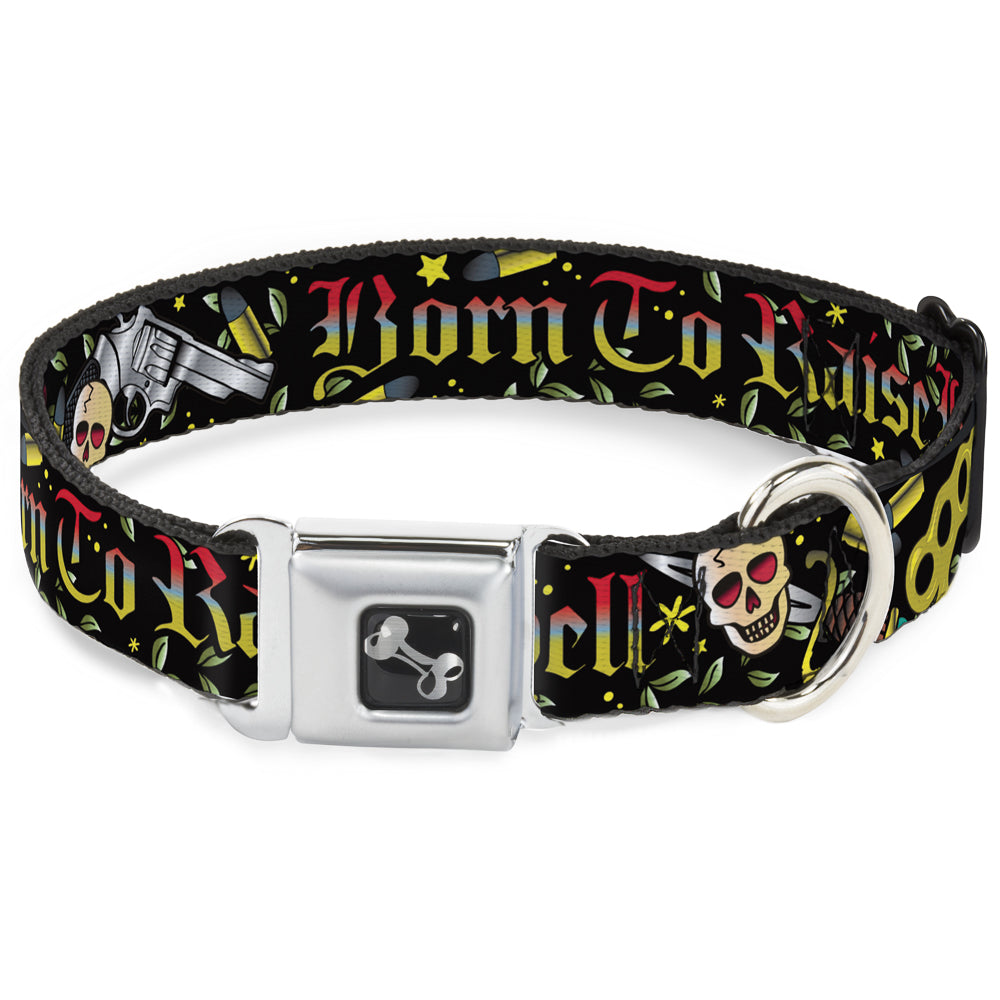 Dog Bone Seatbelt Buckle Collar - Born to Raise Hell Black Seatbelt Buckle Collars Buckle-Down