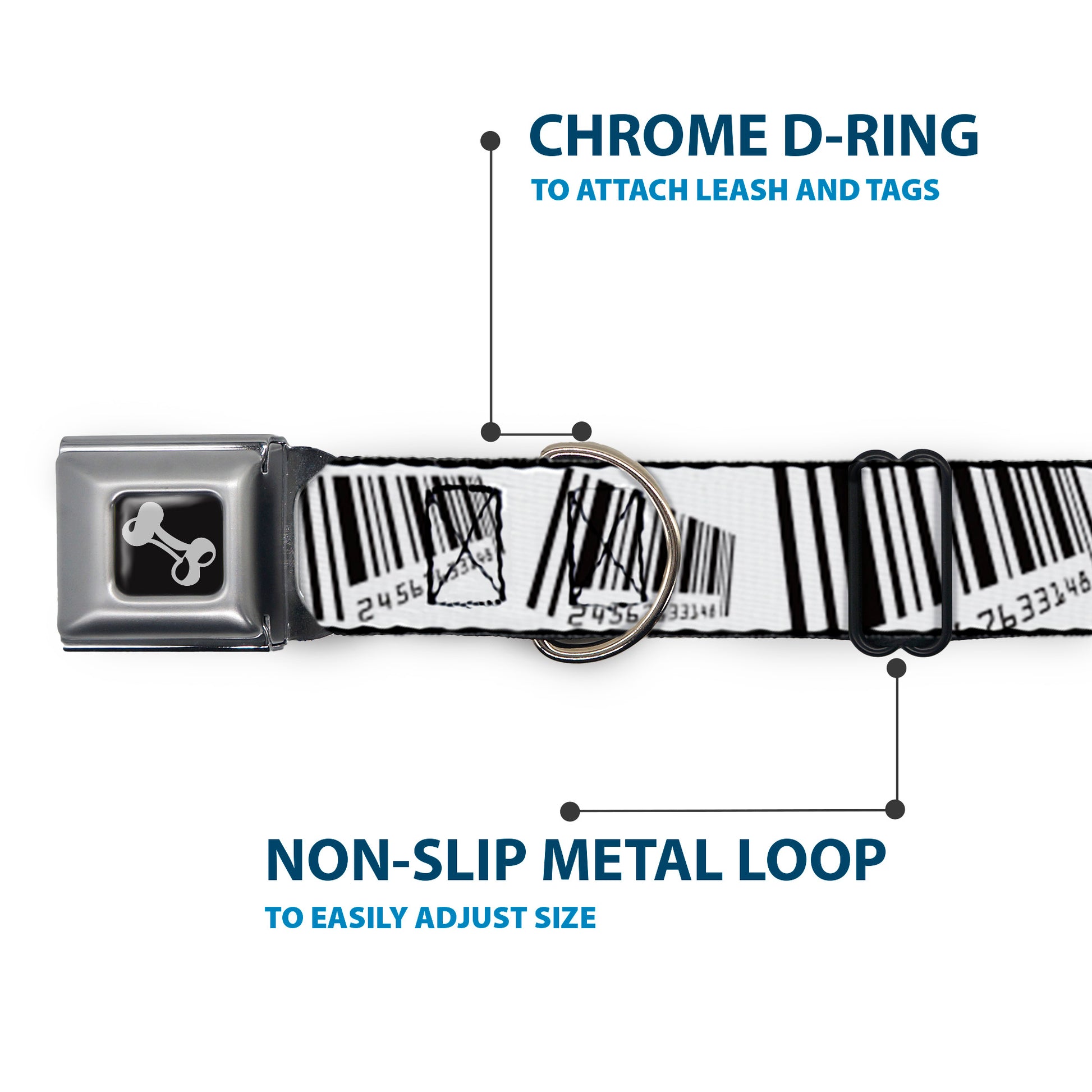 Dog Bone Seatbelt Buckle Collar - Barcode Seatbelt Buckle Collars Buckle-Down