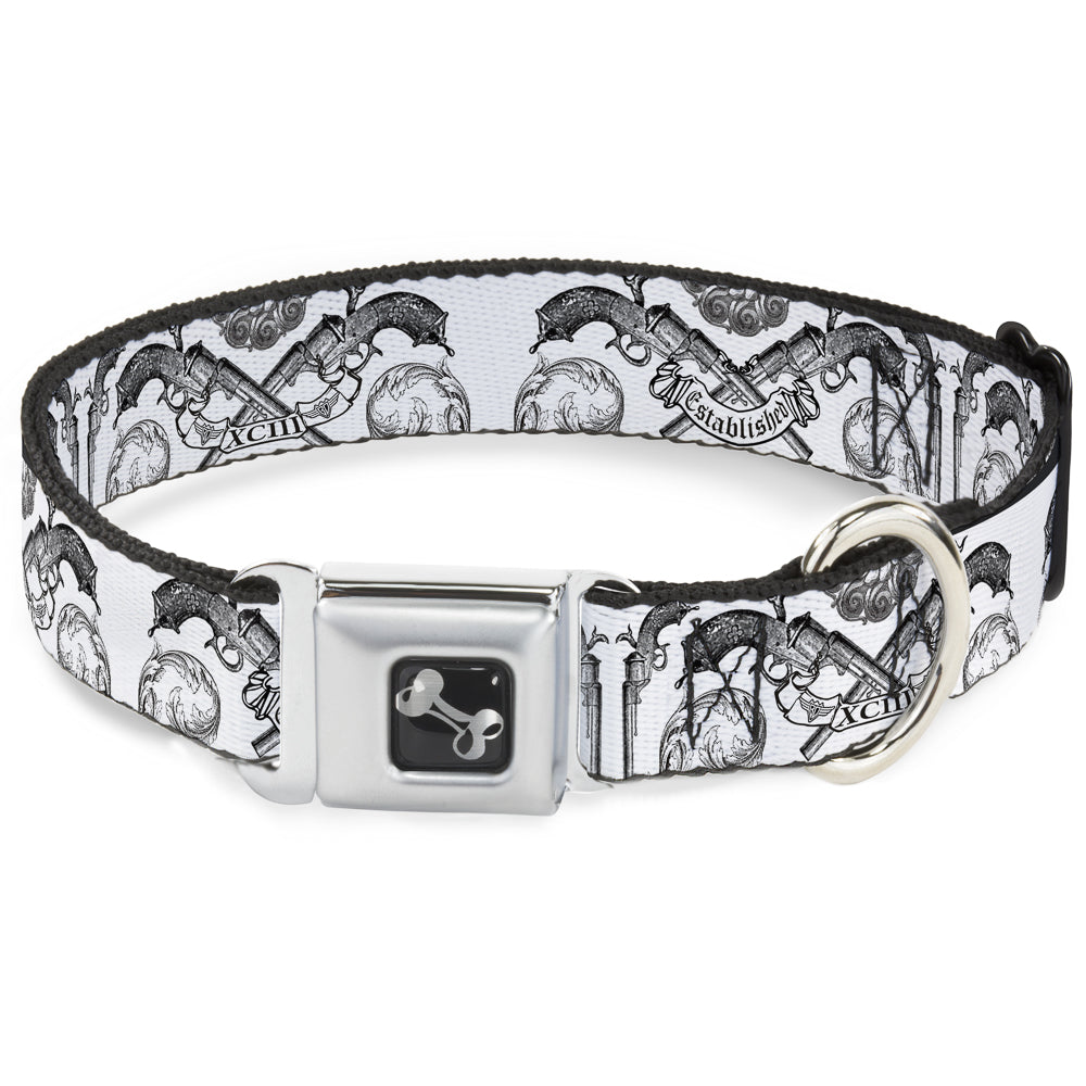 Dog Bone Seatbelt Buckle Collar - BD Est. 93 White Seatbelt Buckle Collars Buckle-Down