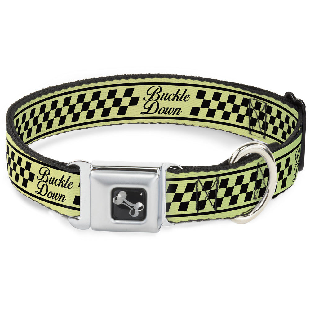 Dog Bone Seatbelt Buckle Collar - Buckle-Down Cab Stripe Green/Yellow Fade Seatbelt Buckle Collars Buckle-Down