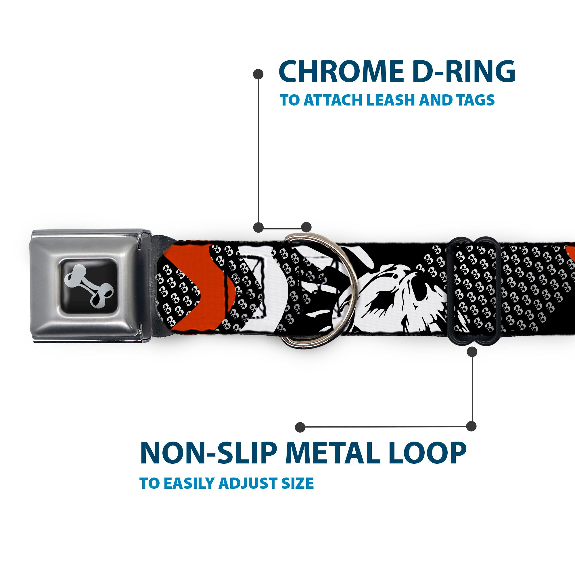 Dog Bone Seatbelt Buckle Collar - BD Die Hard Skull 01 Seatbelt Buckle Collars Buckle-Down