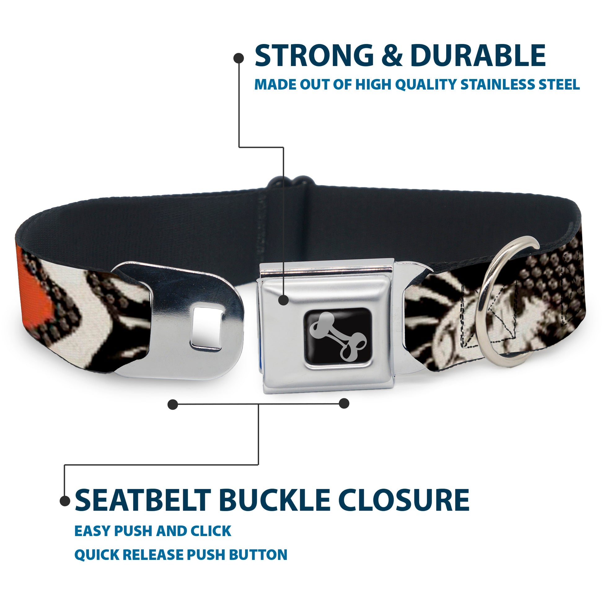 Dog Bone Seatbelt Buckle Collar - BD Die Hard Skull 02 Seatbelt Buckle Collars Buckle-Down