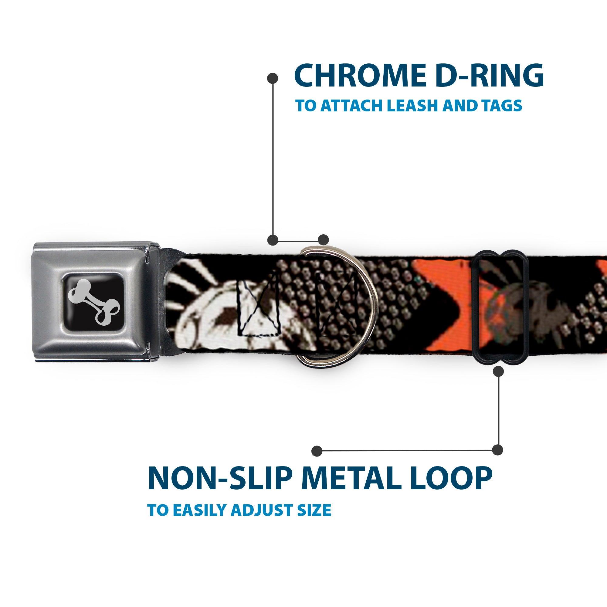 Dog Bone Seatbelt Buckle Collar - BD Die Hard Skull 02 Seatbelt Buckle Collars Buckle-Down