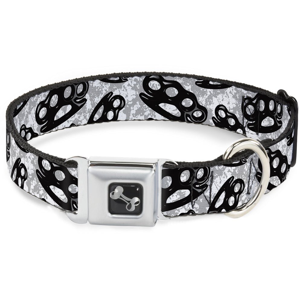 Buckle-Down Seatbelt Buckle Dog Collar - Brass Knuckles White/Gray/Black Seatbelt Buckle Collars Buckle-Down