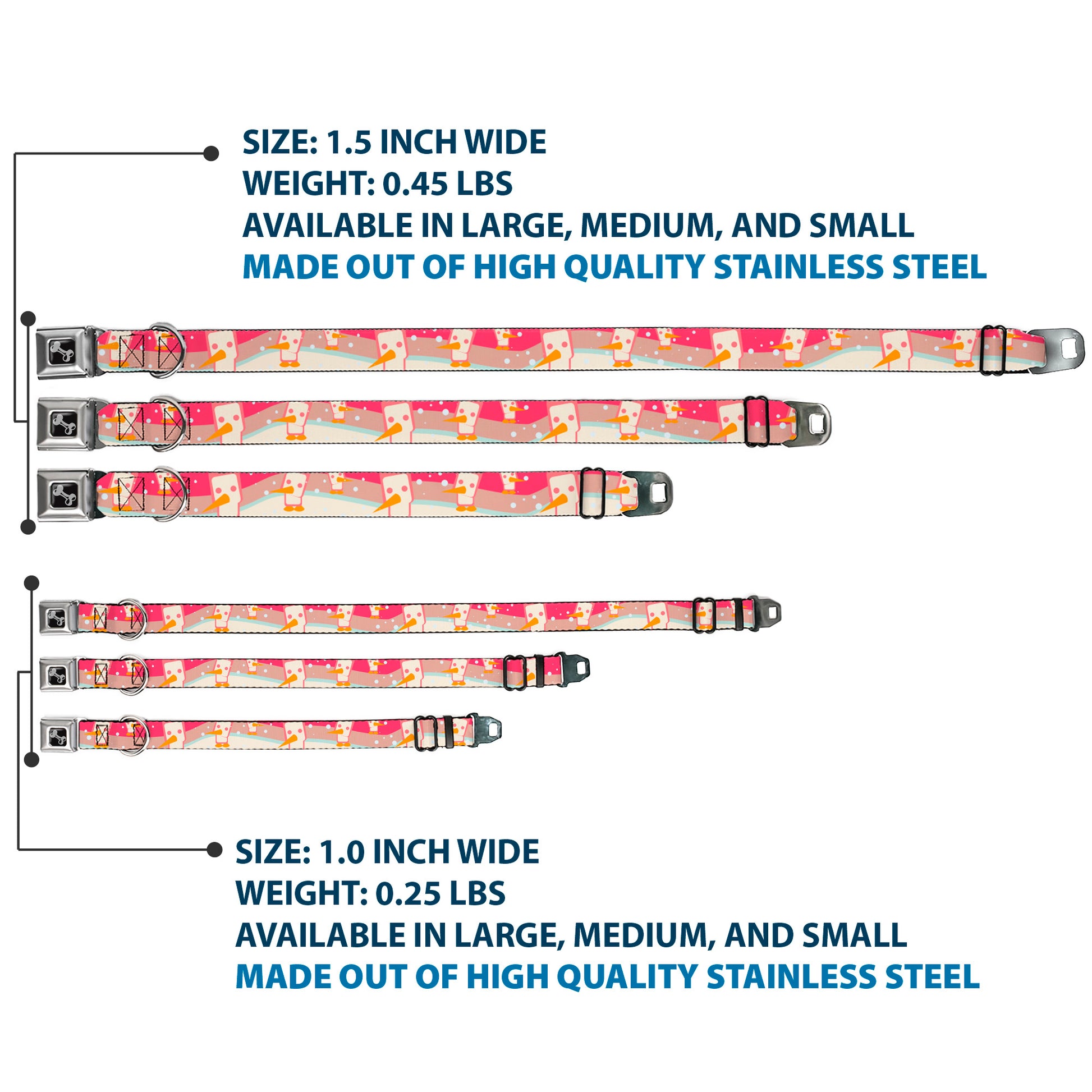 Dog Bone Seatbelt Buckle Collar - Block Penguins Mauve Seatbelt Buckle Collars Buckle-Down