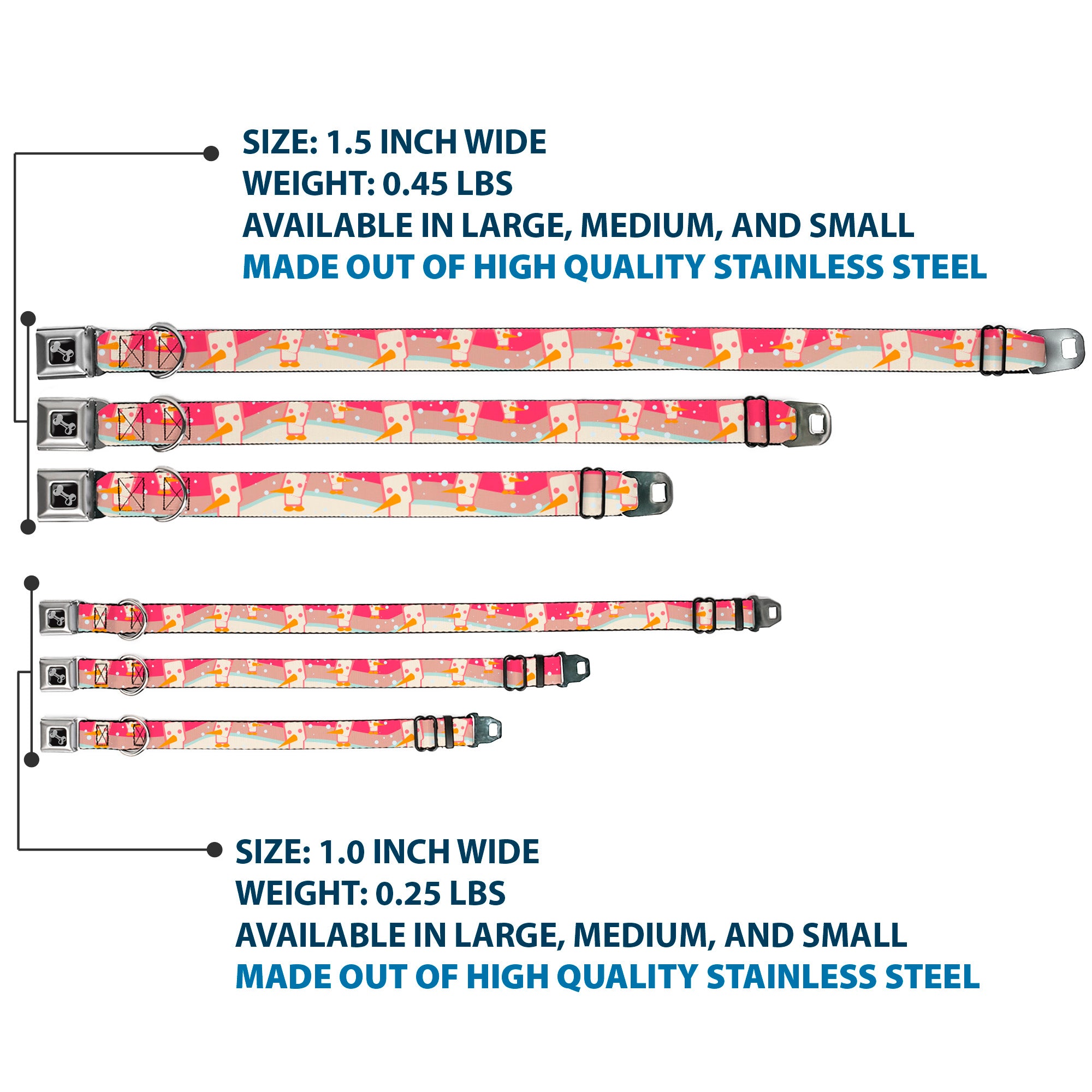 Dog Bone Seatbelt Buckle Collar - Block Penguins Mauve Seatbelt Buckle Collars Buckle-Down