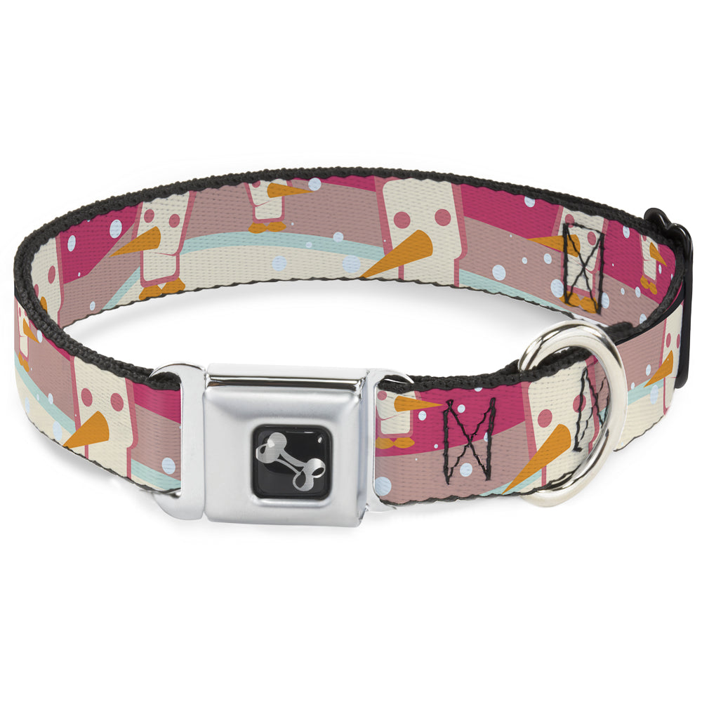 Dog Bone Seatbelt Buckle Collar - Block Penguins Mauve Seatbelt Buckle Collars Buckle-Down