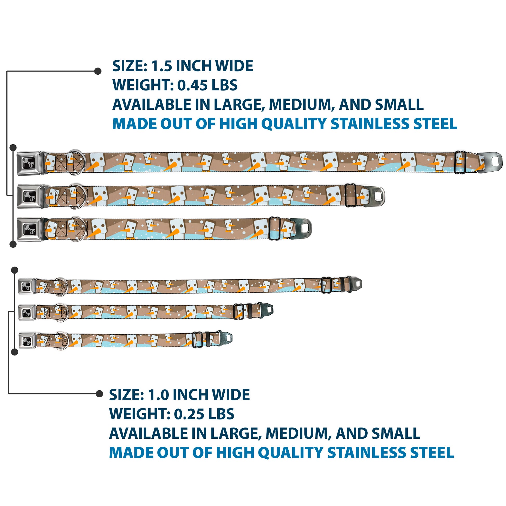 Dog Bone Seatbelt Buckle Collar - Block Penguins Tan Seatbelt Buckle Collars Buckle-Down