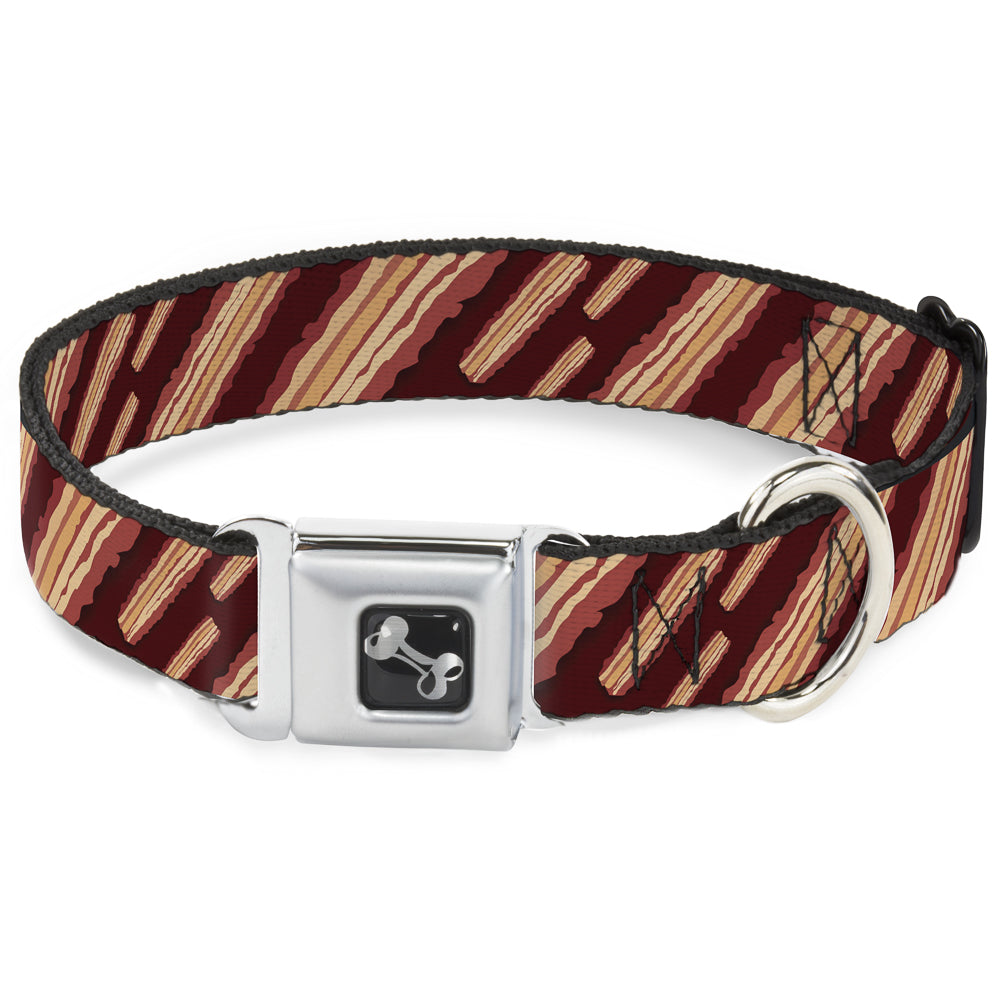 Dog Bone Seatbelt Buckle Collar - Bacon Slices Maroon Seatbelt Buckle Collars Buckle-Down