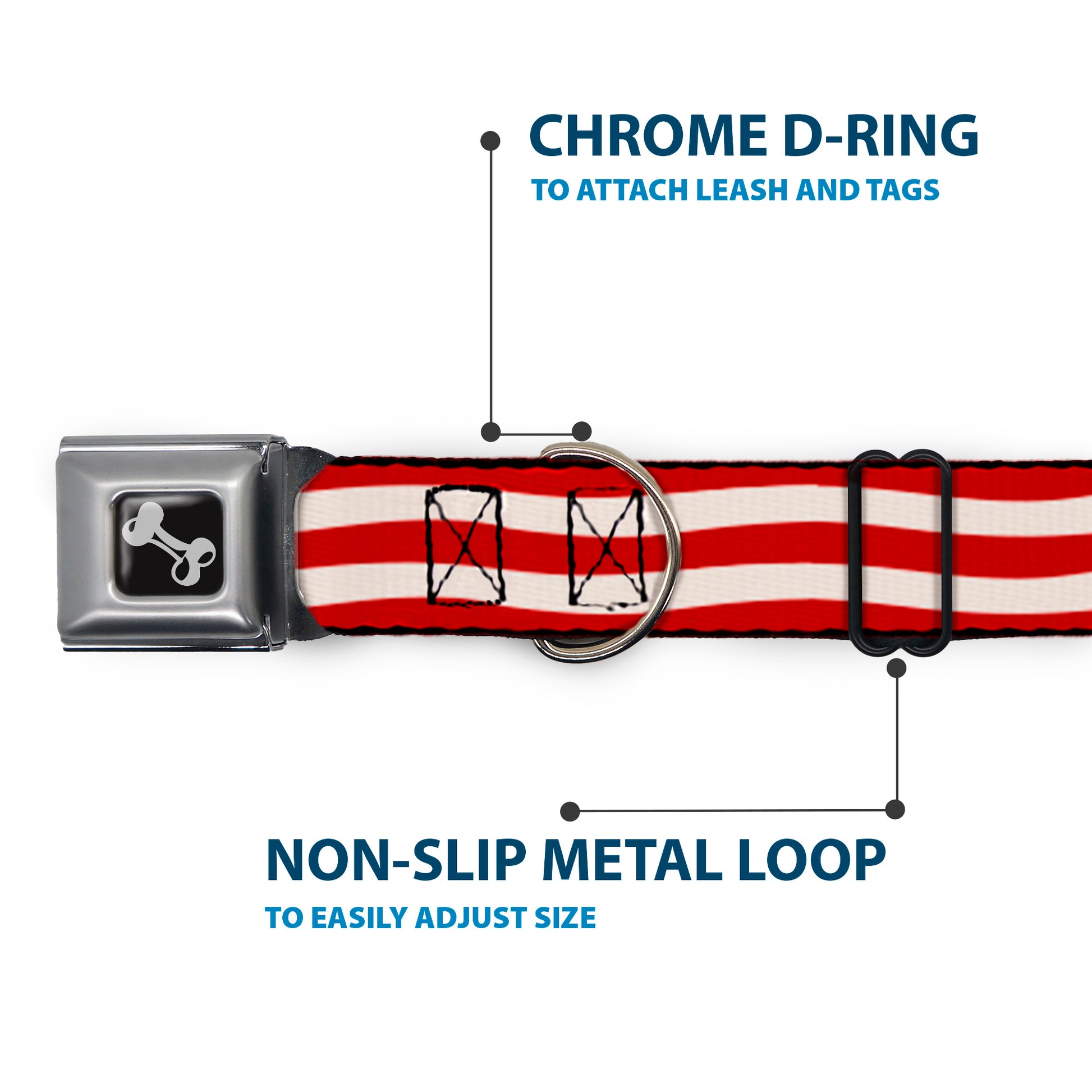 Dog Bone Seatbelt Buckle Collar - Bacon Stripe Seatbelt Buckle Collars Buckle-Down