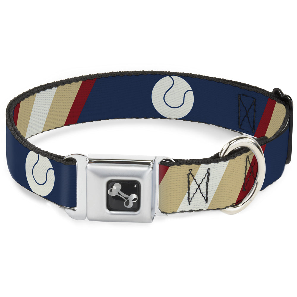 Dog Bone Seatbelt Buckle Collar - Ball/Stripes Tan/Blue/Burgundy Seatbelt Buckle Collars Buckle-Down