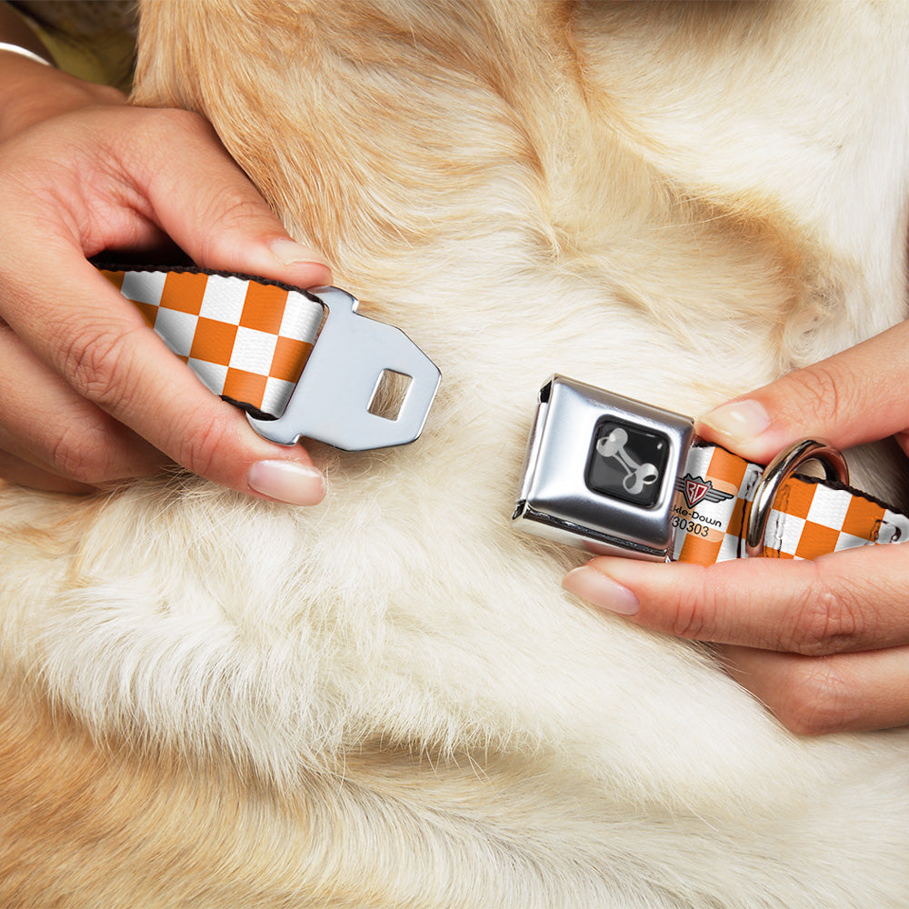 Dog Bone Seatbelt Buckle Collar - Checker White/TN Orange Seatbelt Buckle Collars Buckle-Down