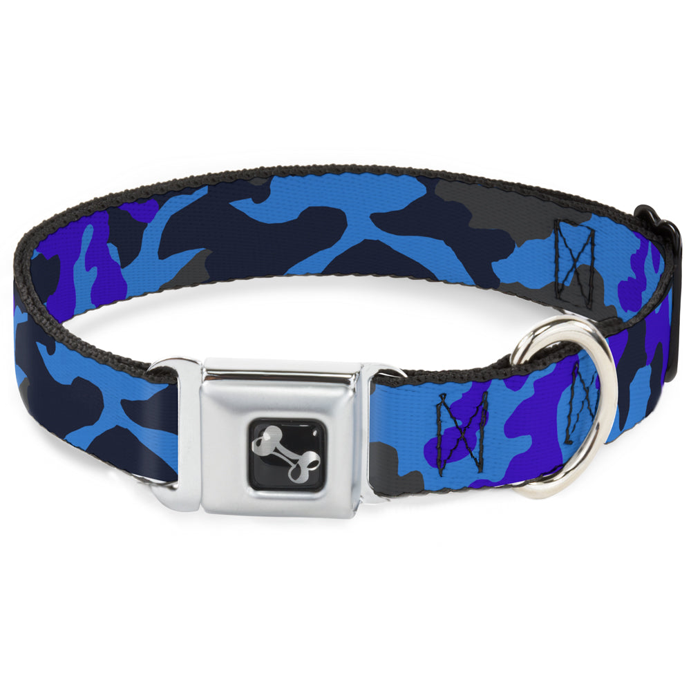 Dog Bone Seatbelt Buckle Collar - Camo Blue Seatbelt Buckle Collars Buckle-Down