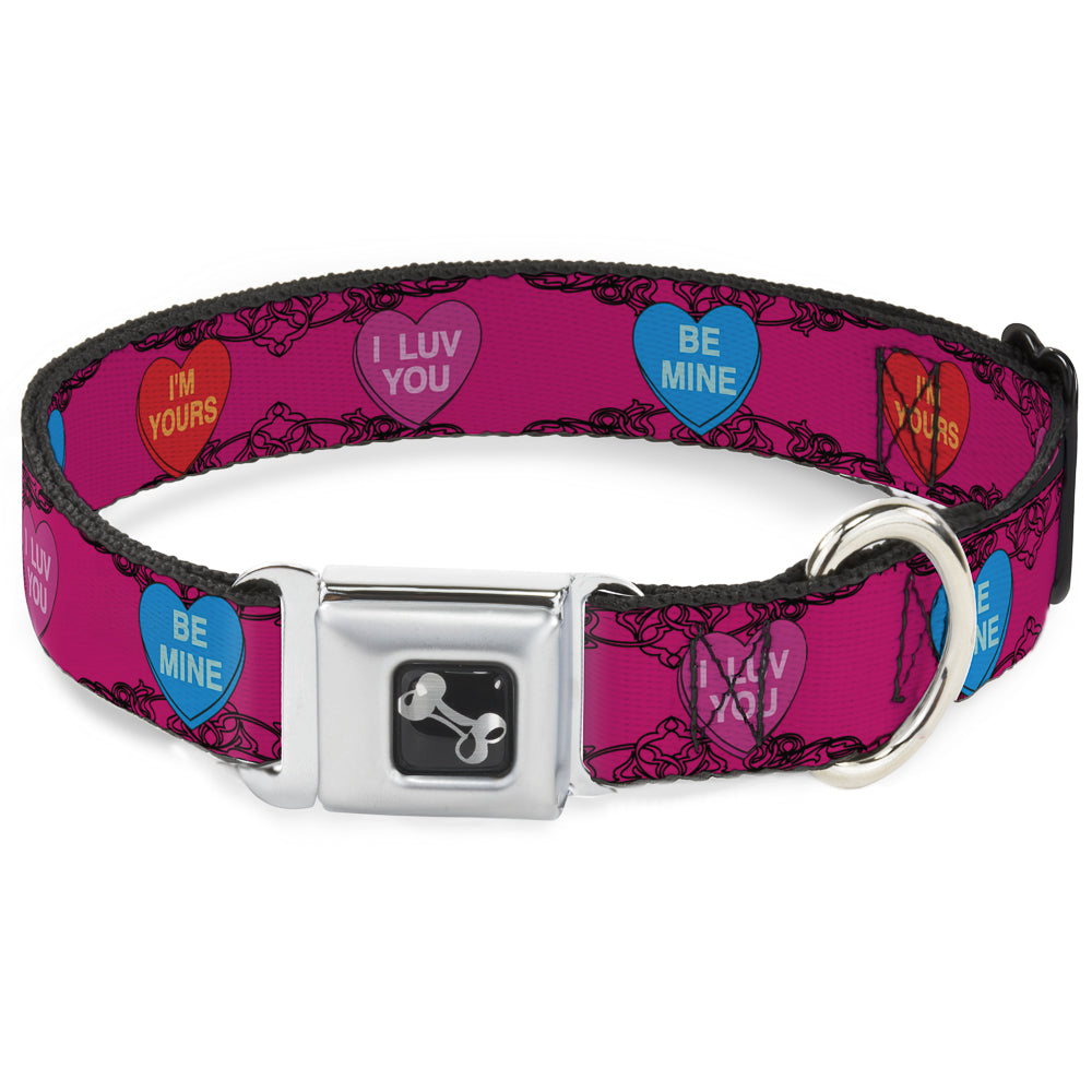 Dog Bone Seatbelt Buckle Collar - Candy Hearts Seatbelt Buckle Collars Buckle-Down