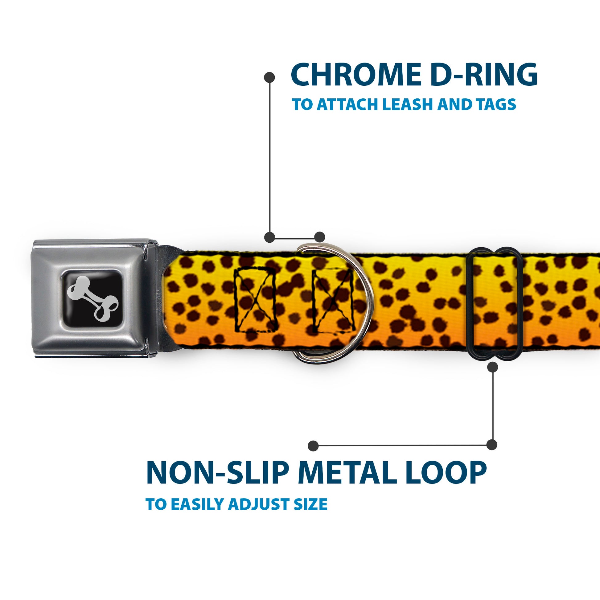 Dog Bone Seatbelt Buckle Collar - Cheetah Seatbelt Buckle Collars Buckle-Down