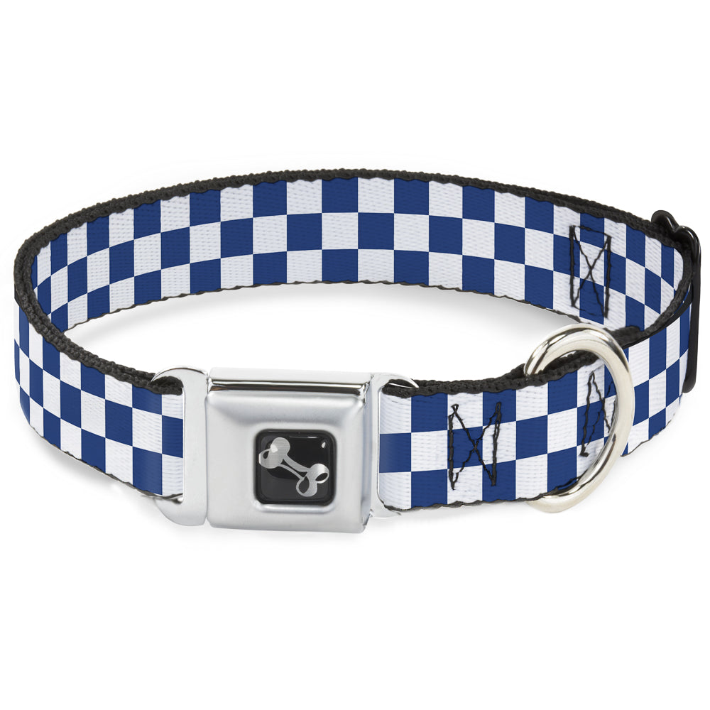 Dog Bone Seatbelt Buckle Collar - Checker BlueKU/White Seatbelt Buckle Collars Buckle-Down