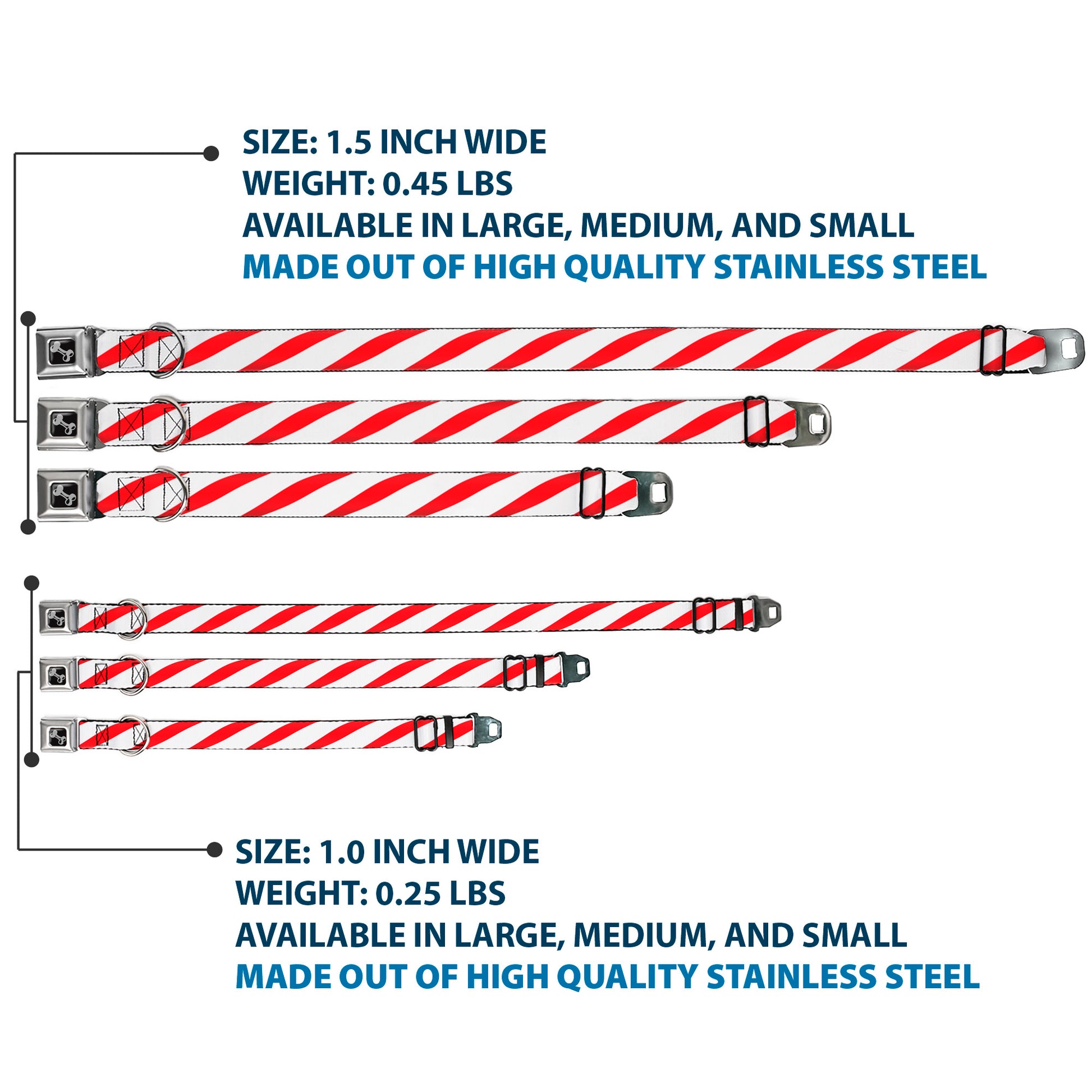 Dog Bone Seatbelt Buckle Collar - Candy Cane Seatbelt Buckle Collars Buckle-Down