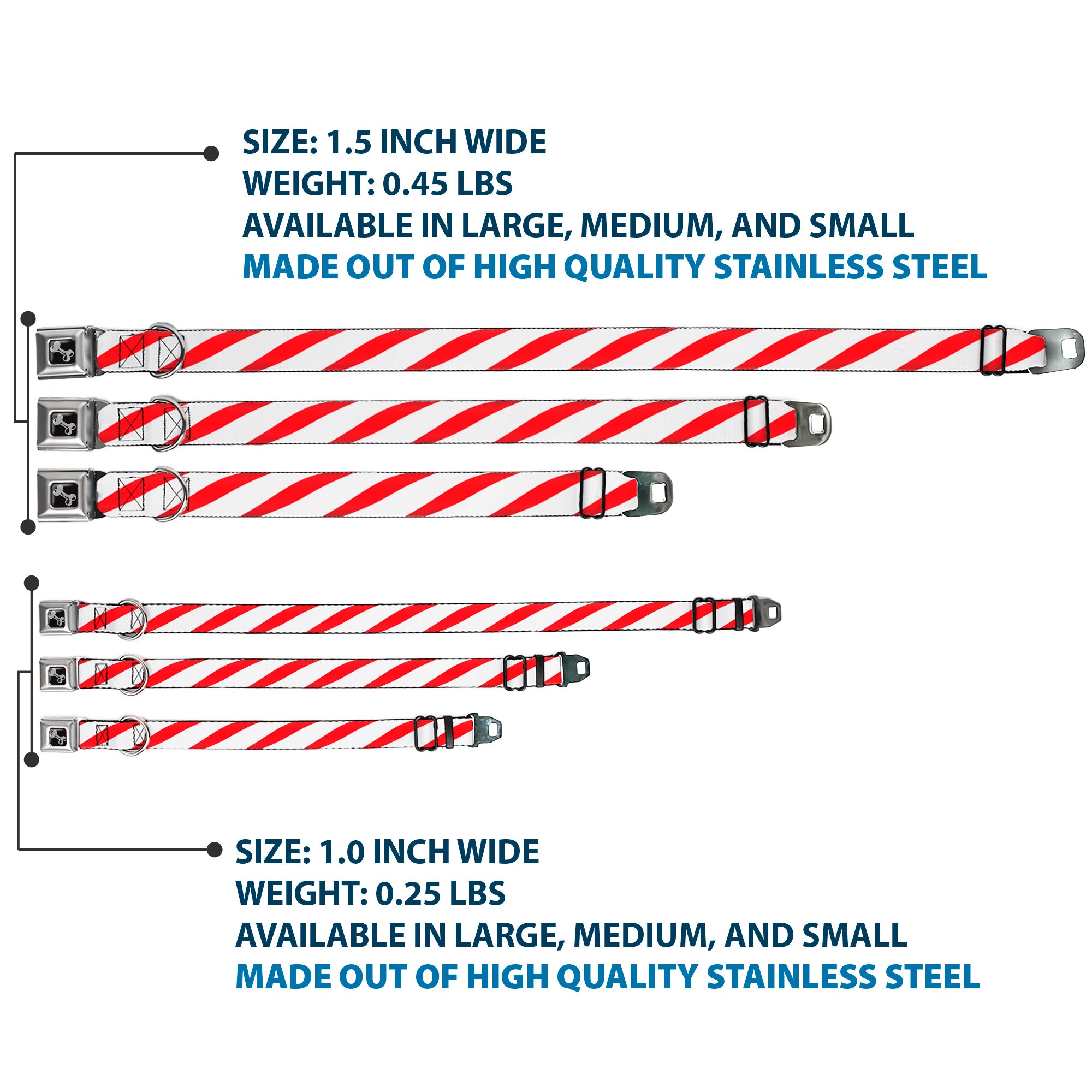 Dog Bone Seatbelt Buckle Collar - Candy Cane Seatbelt Buckle Collars Buckle-Down