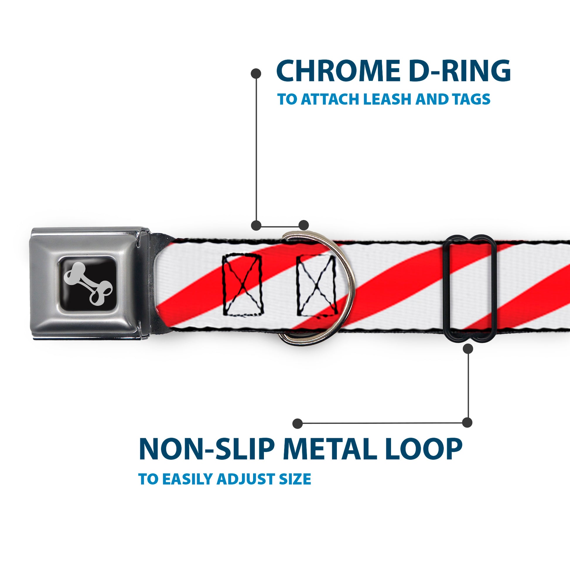 Dog Bone Seatbelt Buckle Collar - Candy Cane Seatbelt Buckle Collars Buckle-Down