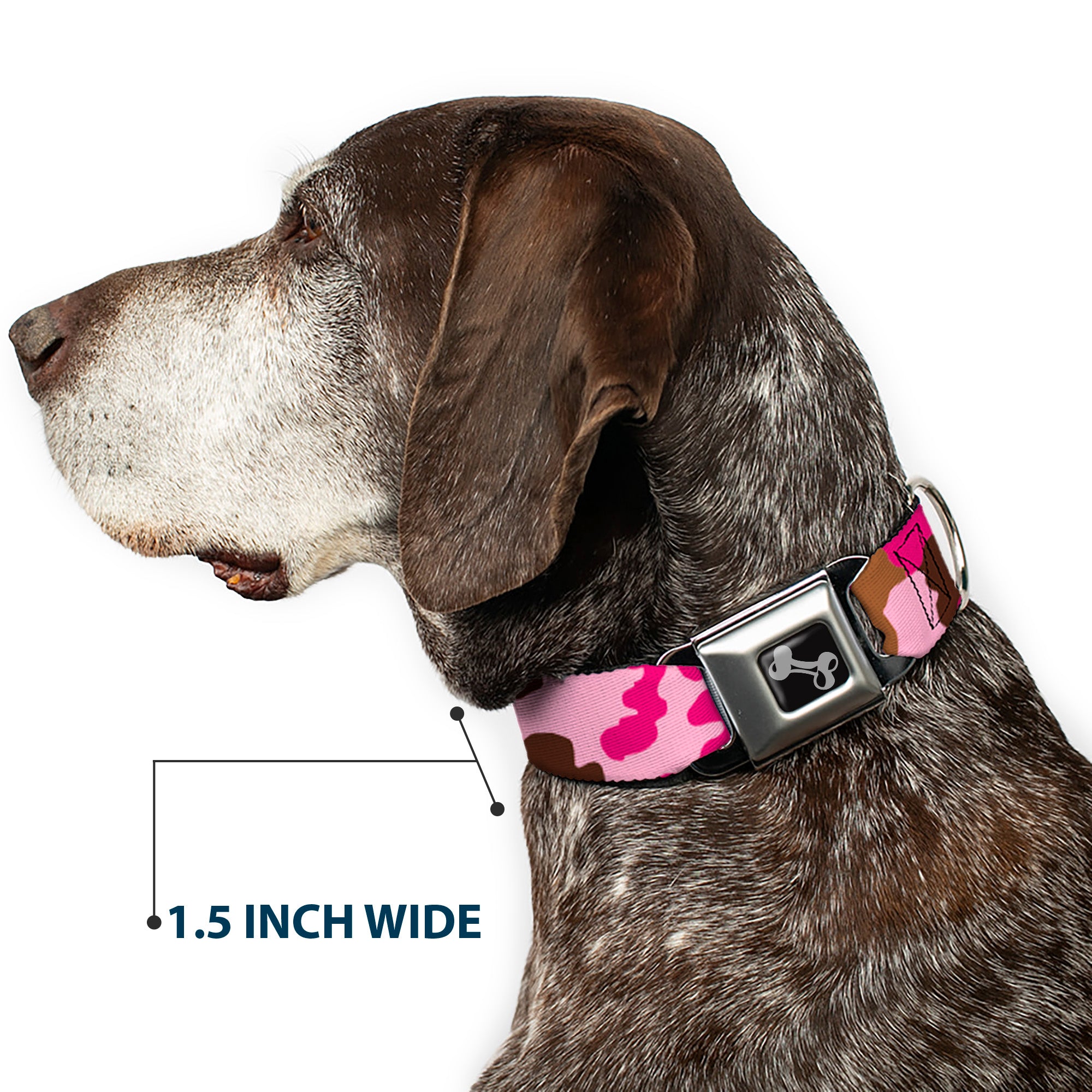 Dog Bone Seatbelt Buckle Collar - Camo Pink Seatbelt Buckle Collars Buckle-Down