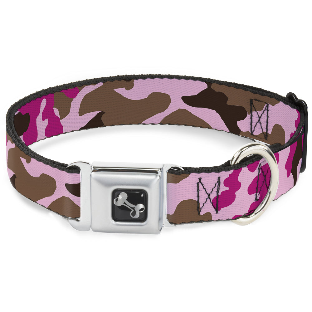 Dog Bone Seatbelt Buckle Collar - Camo Pink Seatbelt Buckle Collars Buckle-Down