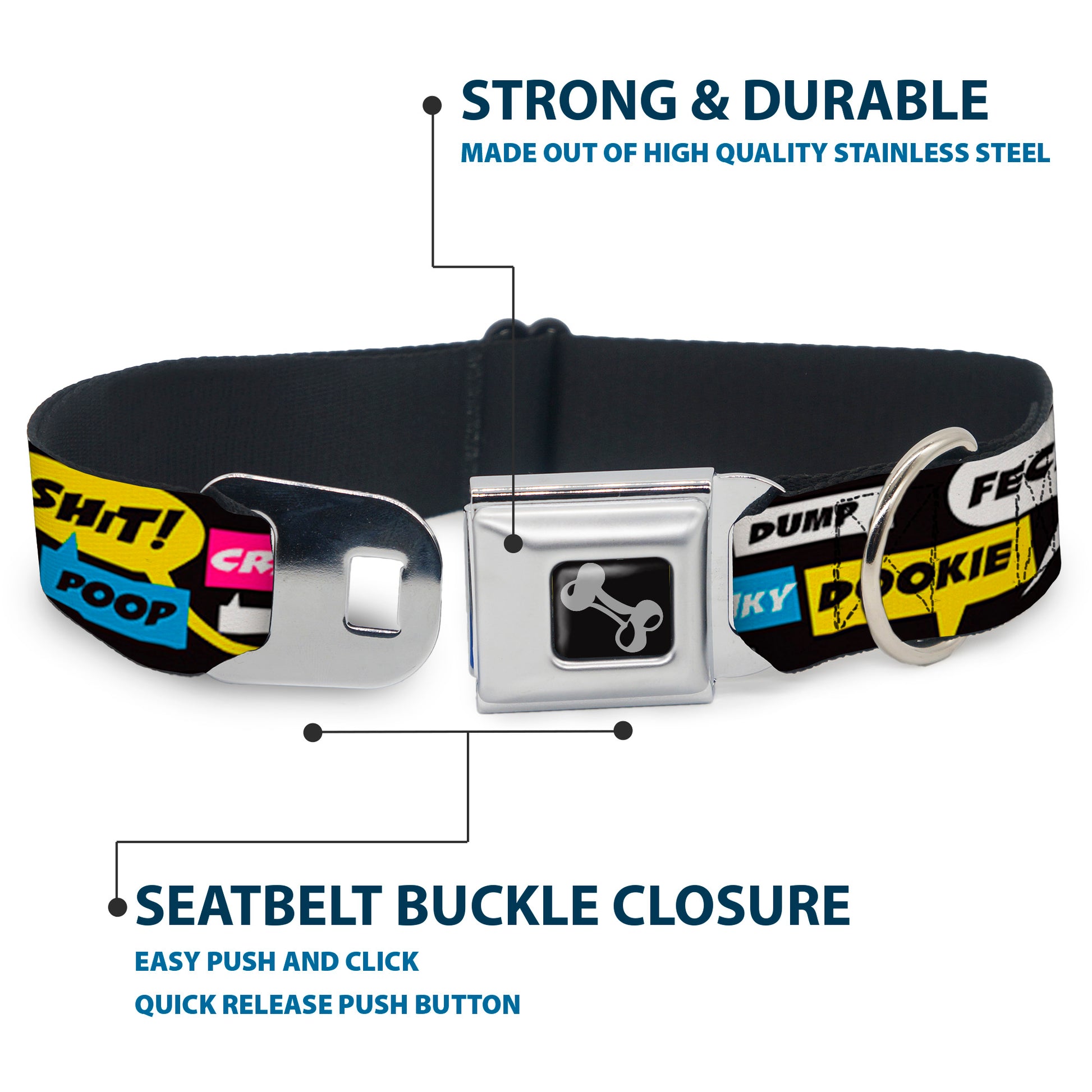 Buckle-Down Seatbelt Buckle Dog Collar - Crap Bubbles Seatbelt Buckle Collars Buckle-Down