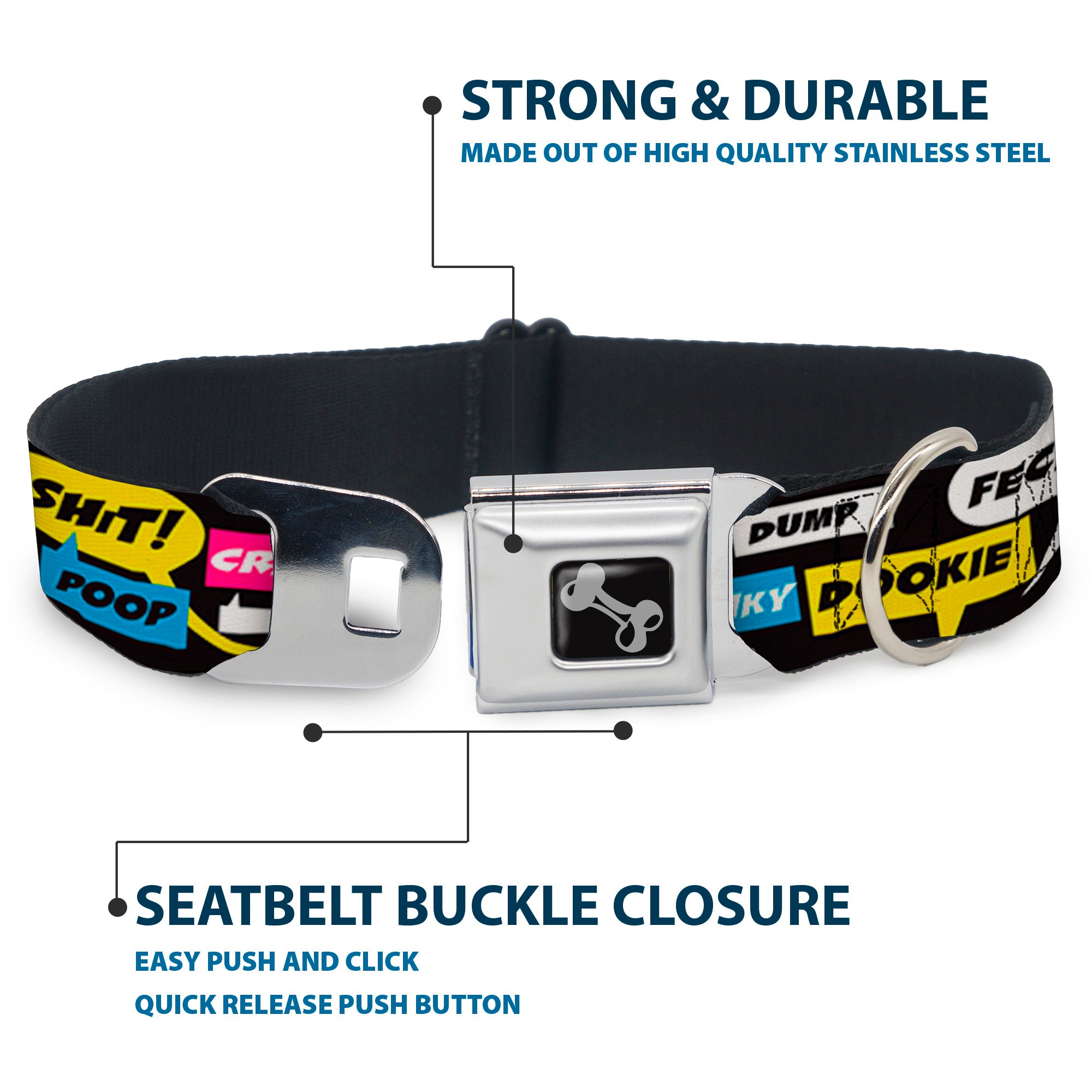Buckle-Down Seatbelt Buckle Dog Collar - Crap Bubbles Seatbelt Buckle Collars Buckle-Down